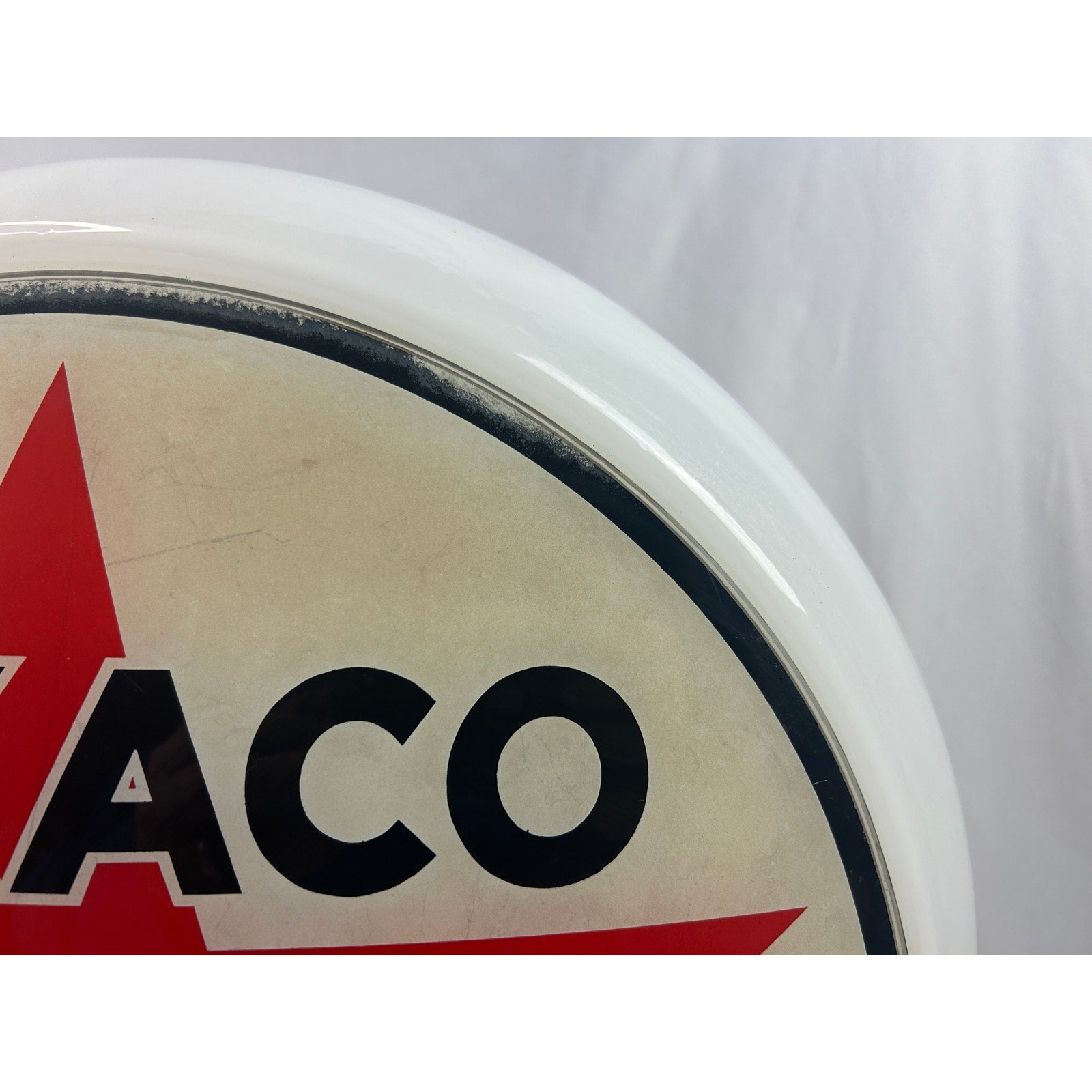 Vintage Texaco Gas Pump Globe Milk Glass Red Star Green T Service Station Sign