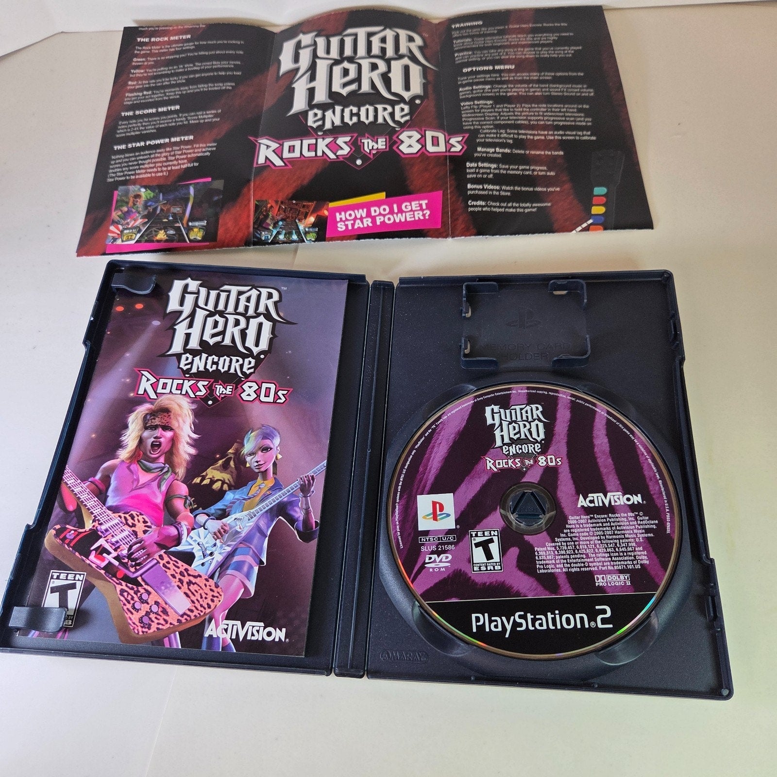Guitar Hero Encore: Rocks the 80s (Sony PS2, 2007) Complete with Manual