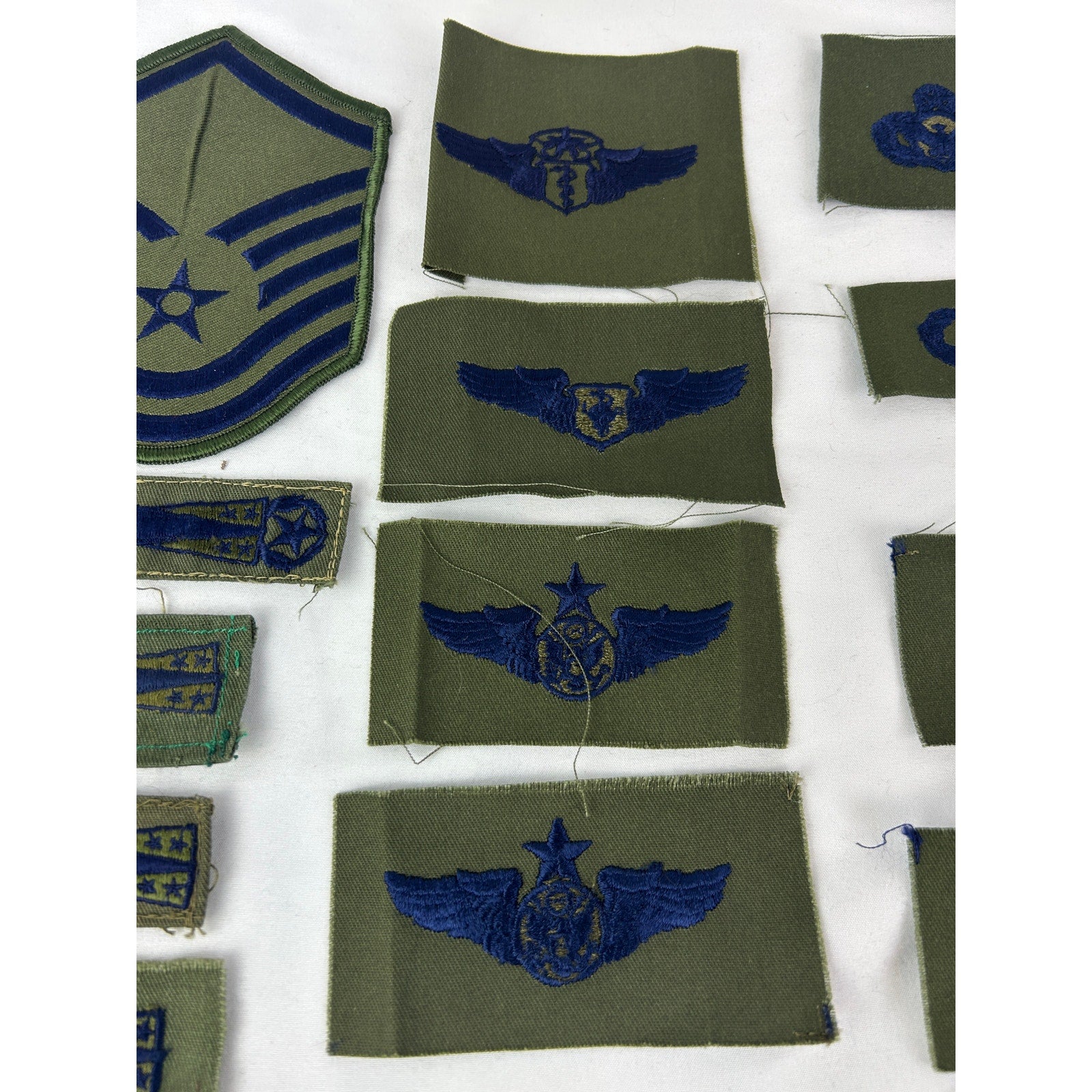 US Air Force Patch Lot Rank Chevrons Wings OD Green 18pcs