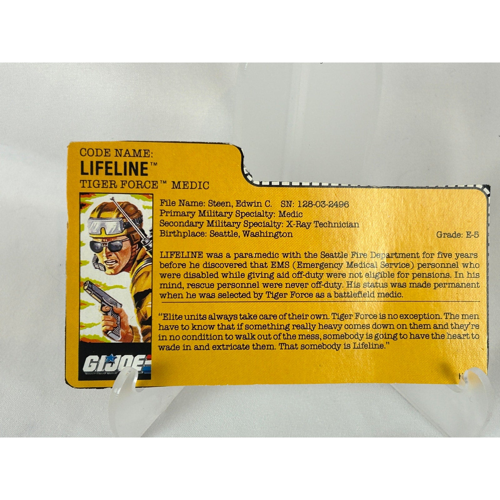 GI Joe Lifeline Tiger Force Medic Figure with File Card and Accessories