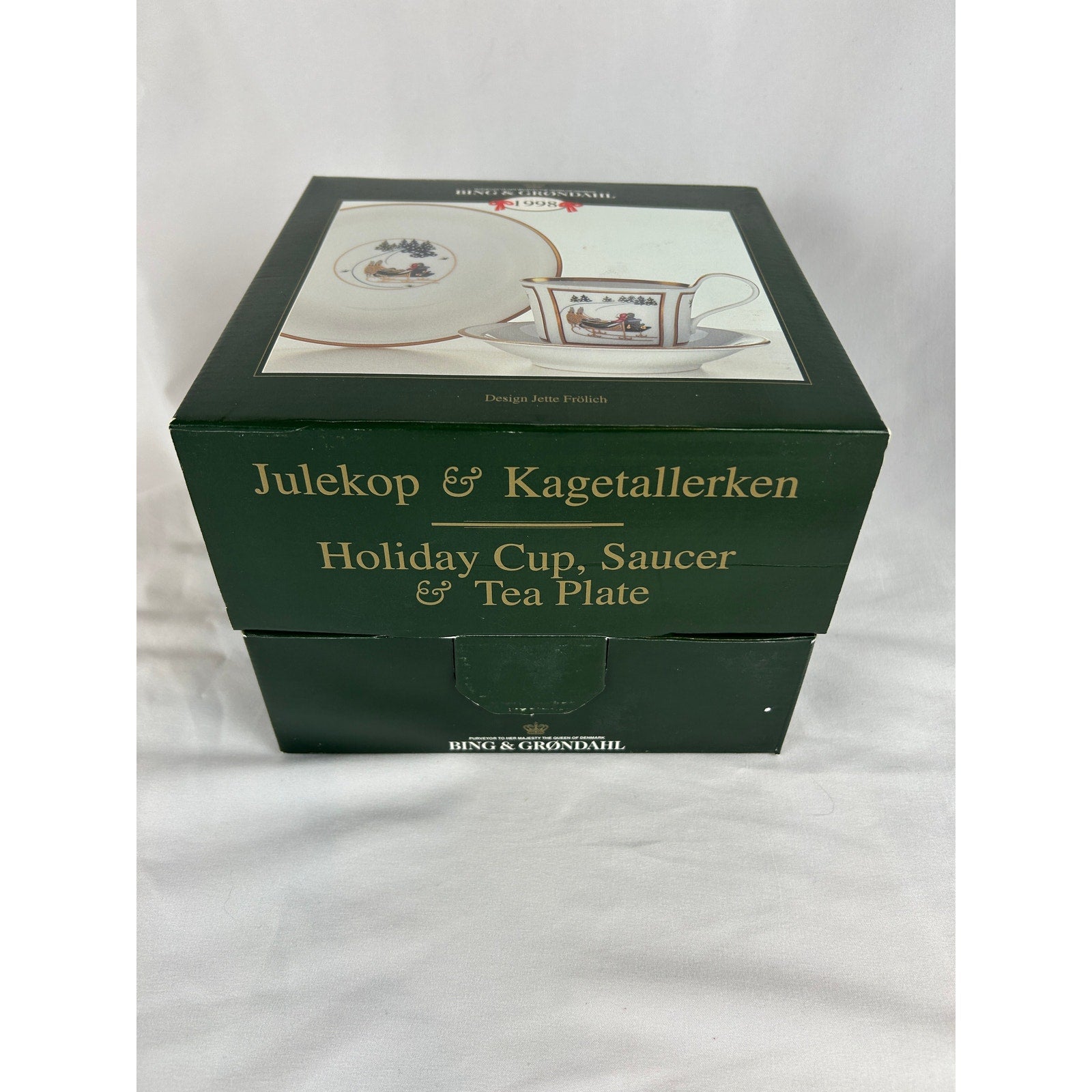 Bing Grondahl 1998 Holiday Cup Saucer Tea Plate Set Jette Frolich Boxed