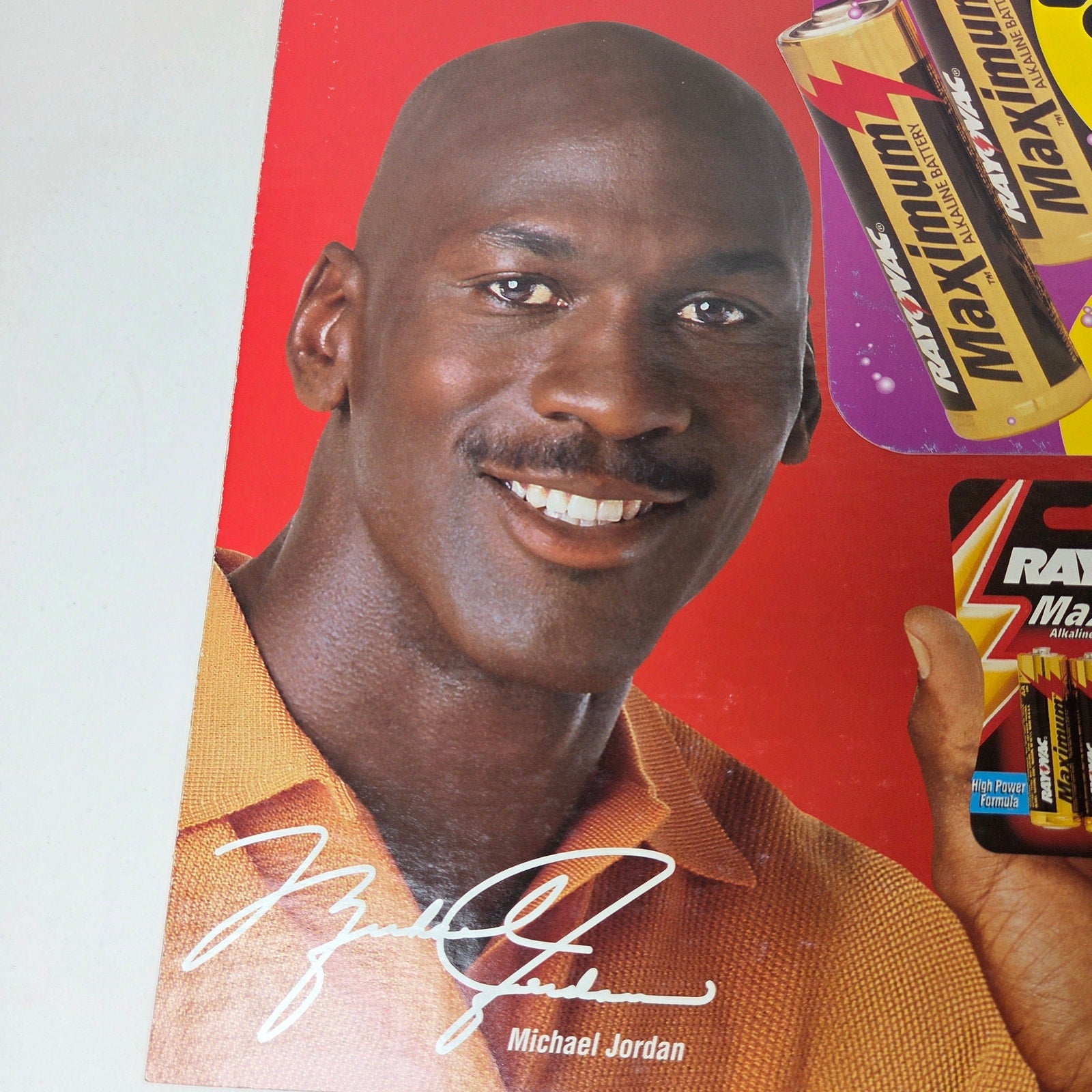 Michael Jordan Rayovac Vintage Store Display Die Cut Sign Free Soda 22x17.5