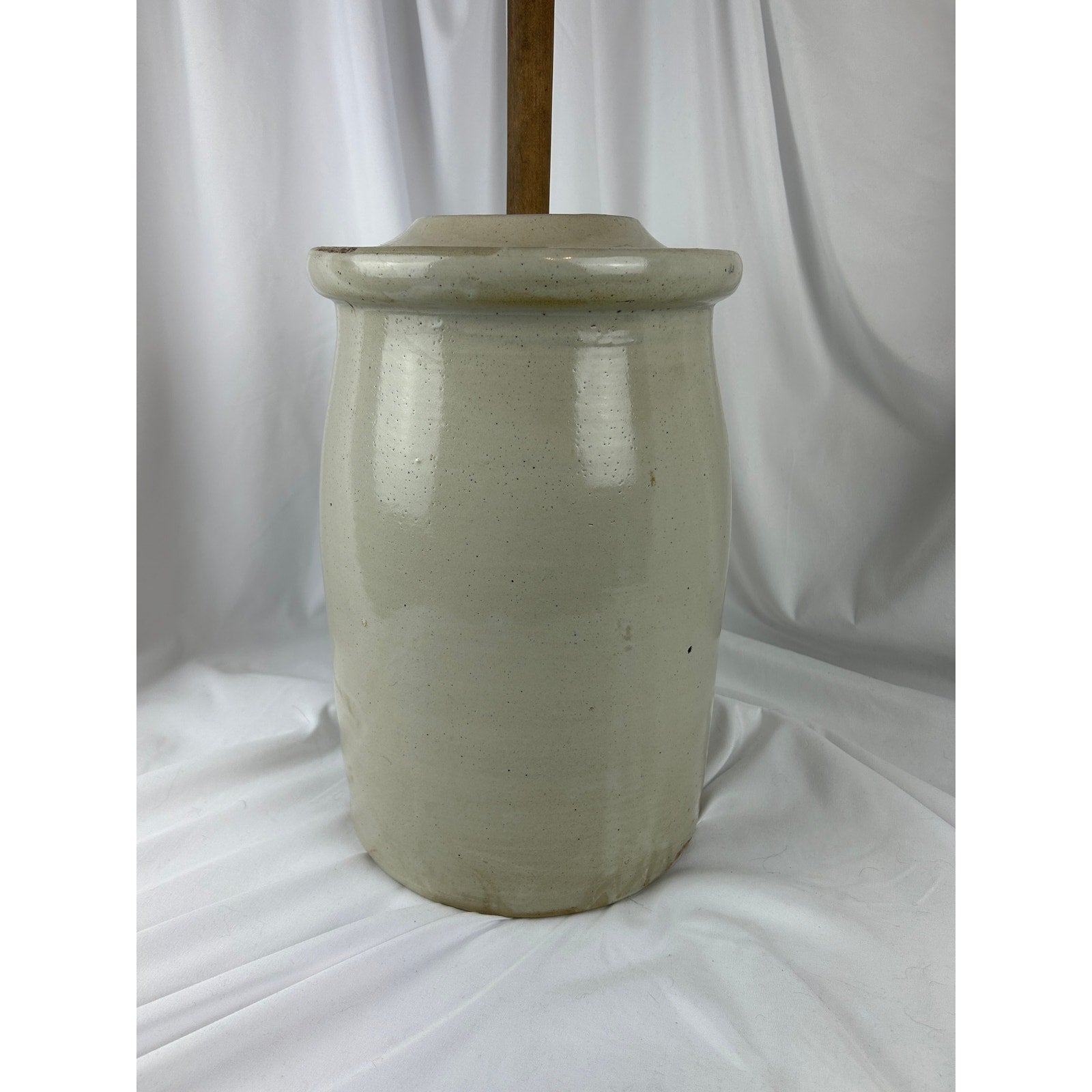 Antique Red Wing 3 Gallon Stoneware Butter Churn Crock w Lid & Wooden Dasher