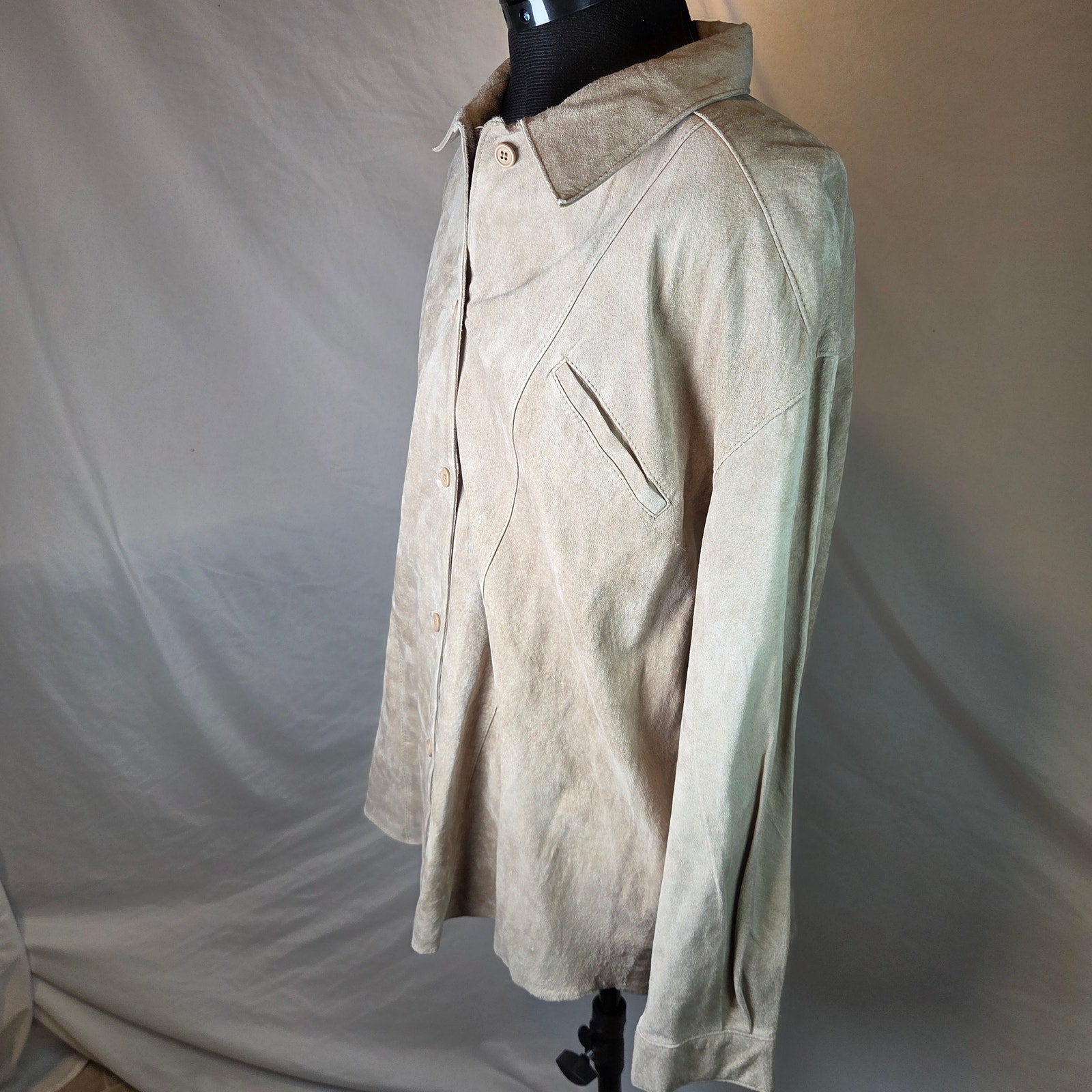 CW Clifford & Wills Genuine Suede Leather Shirt Jacket Women's L Korea 90s