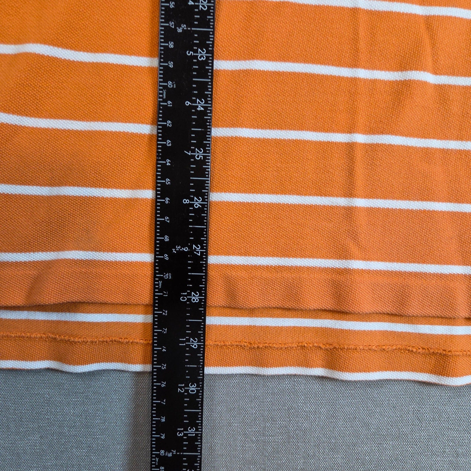 Polo Ralph Lauren Orange White Stripe Polo Shirt Men’s L Cotton Blue Pony
