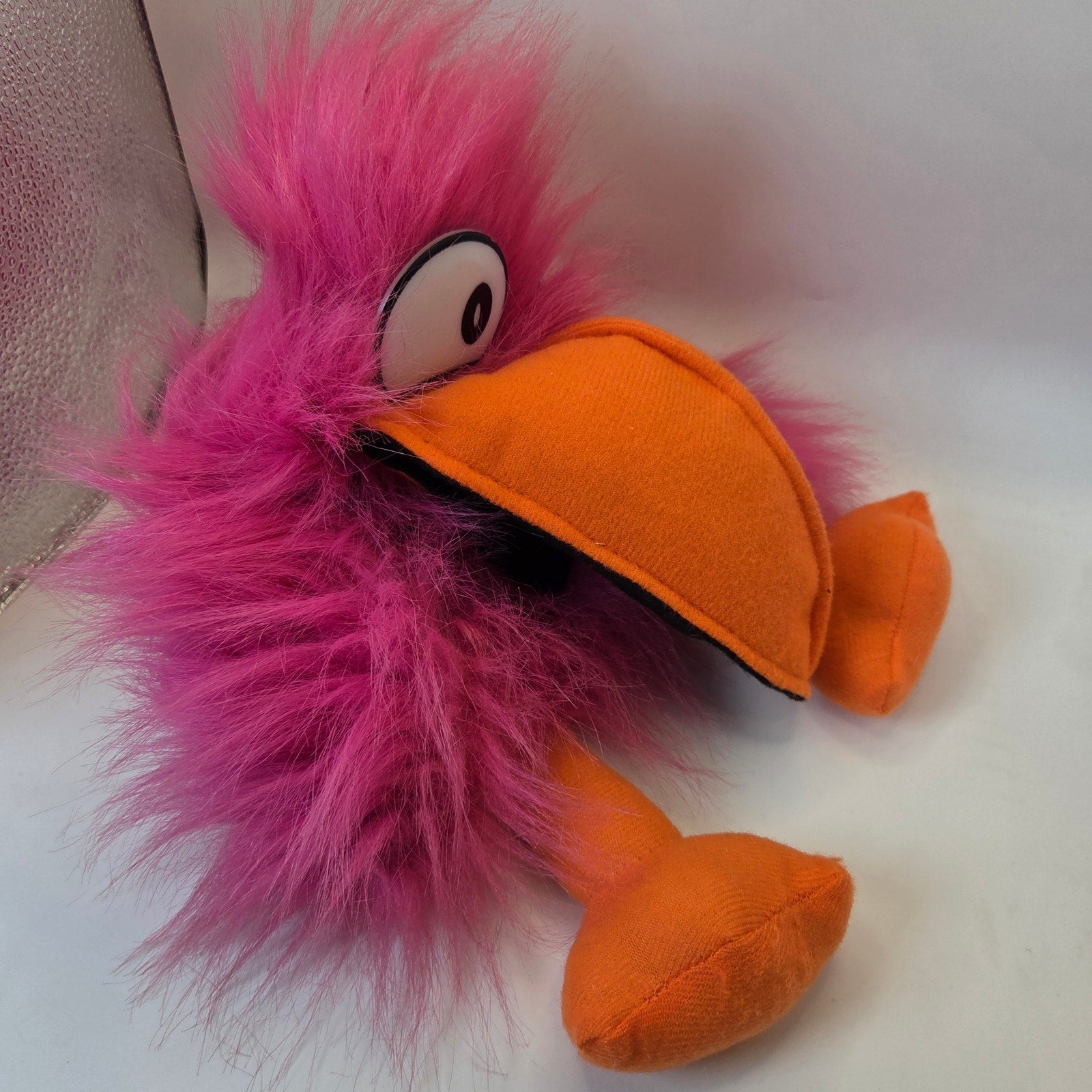 OTC Pink Bird Hand Puppet Plush Squeaker Beak Oriental Trading Toy Puppet
