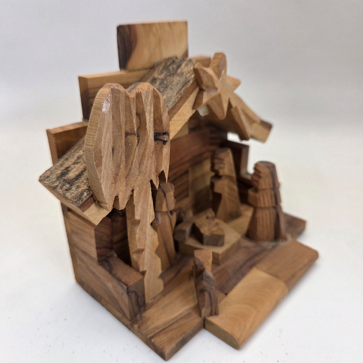 Hand Carved Olive Wood Nativity Scene Made in Israel G&G International Box