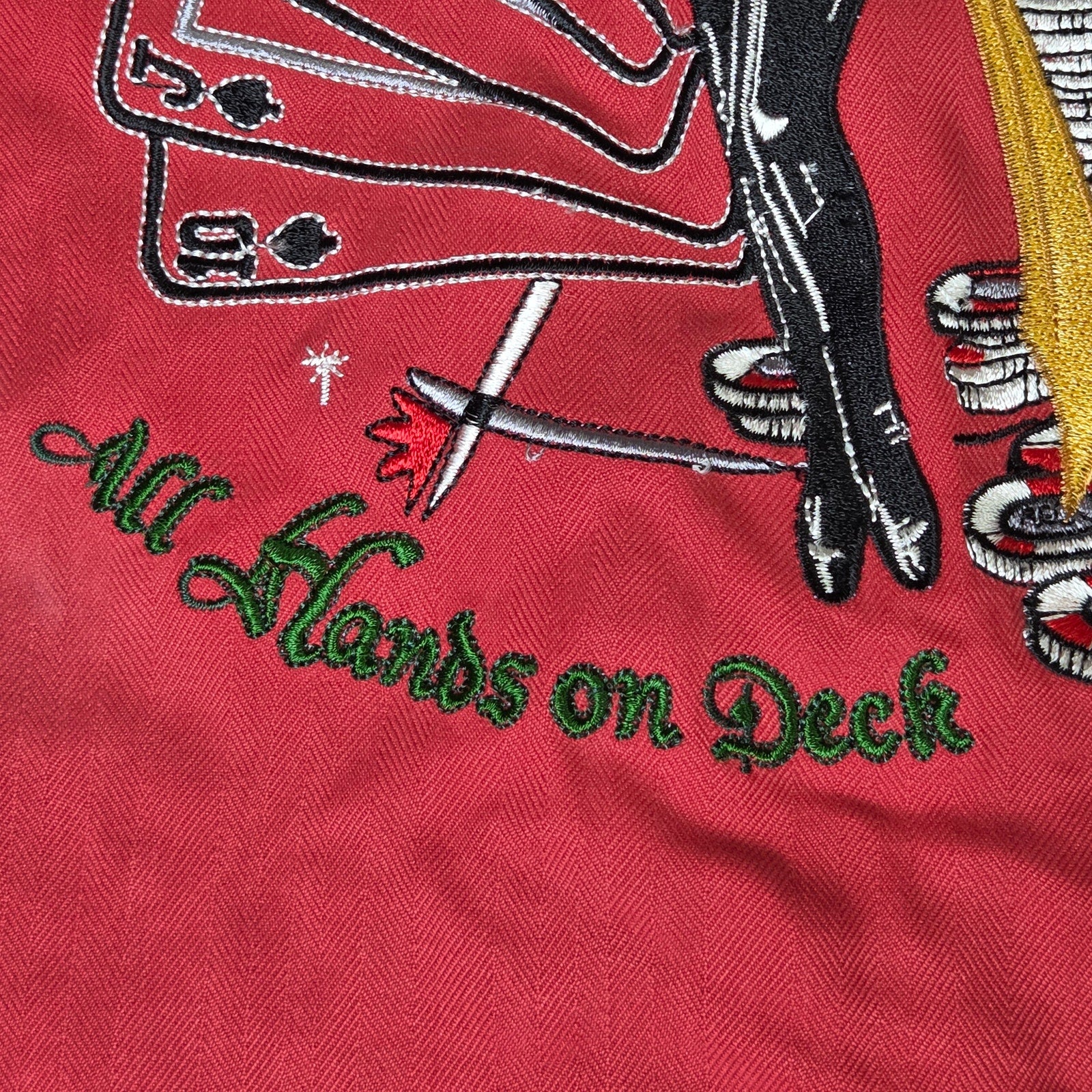 Tommy Bahama Poker Pirate Silk Shirt Red Short Sleeve Button Up Size L