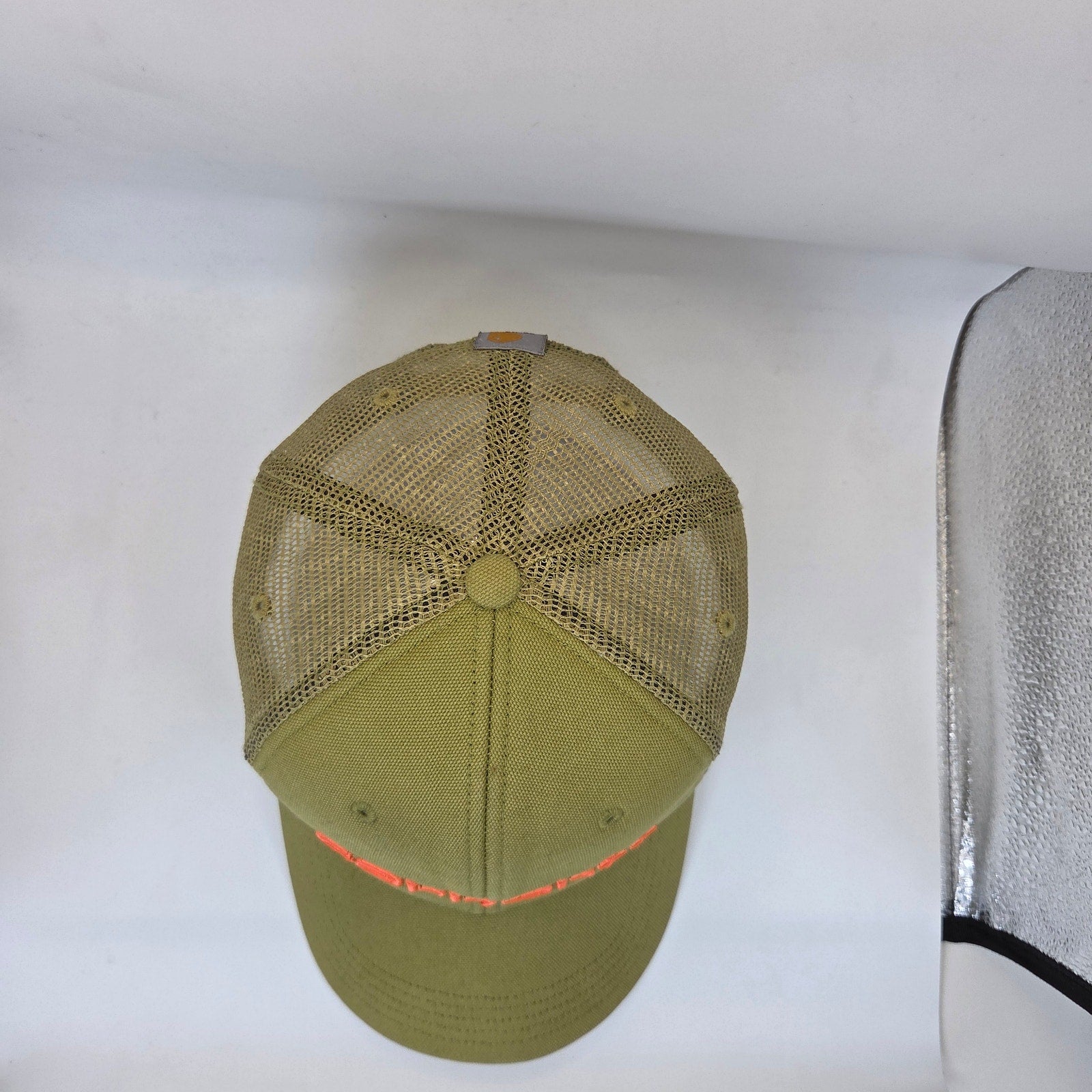 Carhartt Canvas Mesh Back Trucker Hat Olive Orange Snapback OSFA 2022