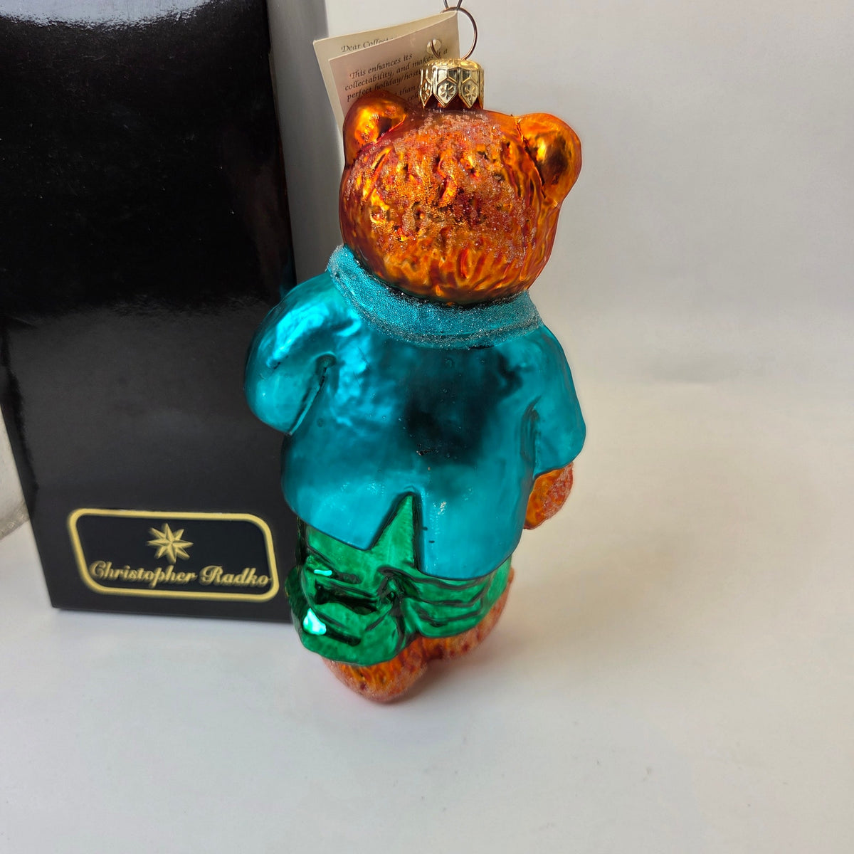 Christopher Radko Uncle Fuzzywuz Bear Glass Christmas Ornament 1998 W Tag