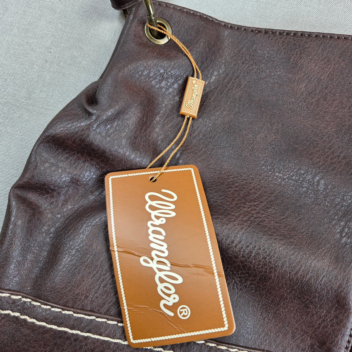 Wrangler WG20-918CF Hobo Shoulder Handbag Vegan Leather Solid Coffee NWT