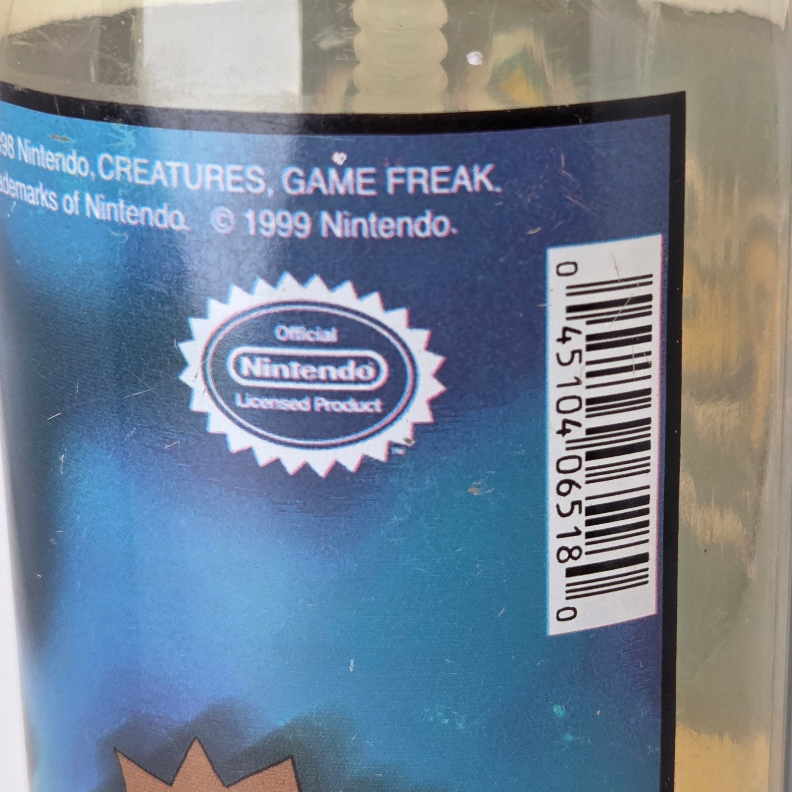 1999 Pokemon Water Bottle Nintendo Licensed Pikachu Ash Vintage Kids Cup