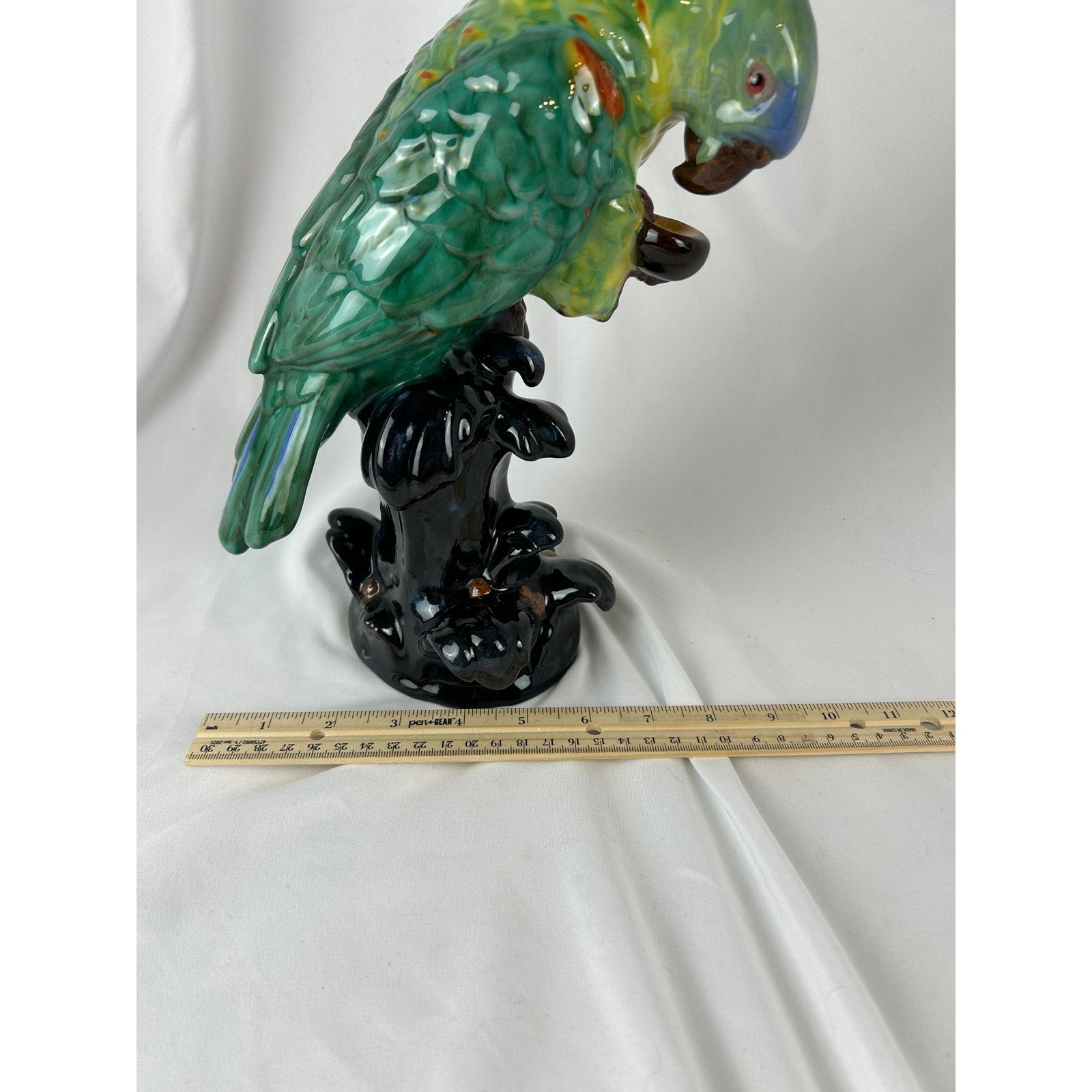 Vintage Austrian Gmundner Keramik GK Mark Parrot Statue Art Pottery Figurine 11”