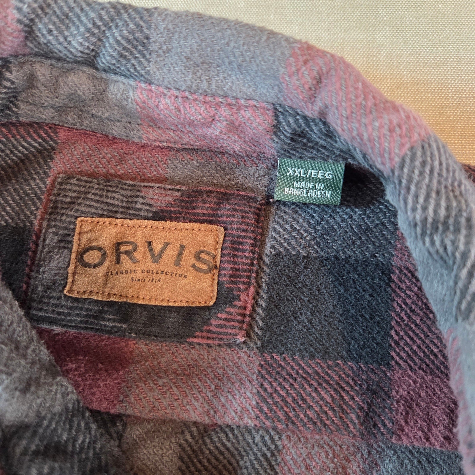 Orvis Men’s XXL Flannel Shirt Button Up Long Sleeve Plaid 100% Cotton