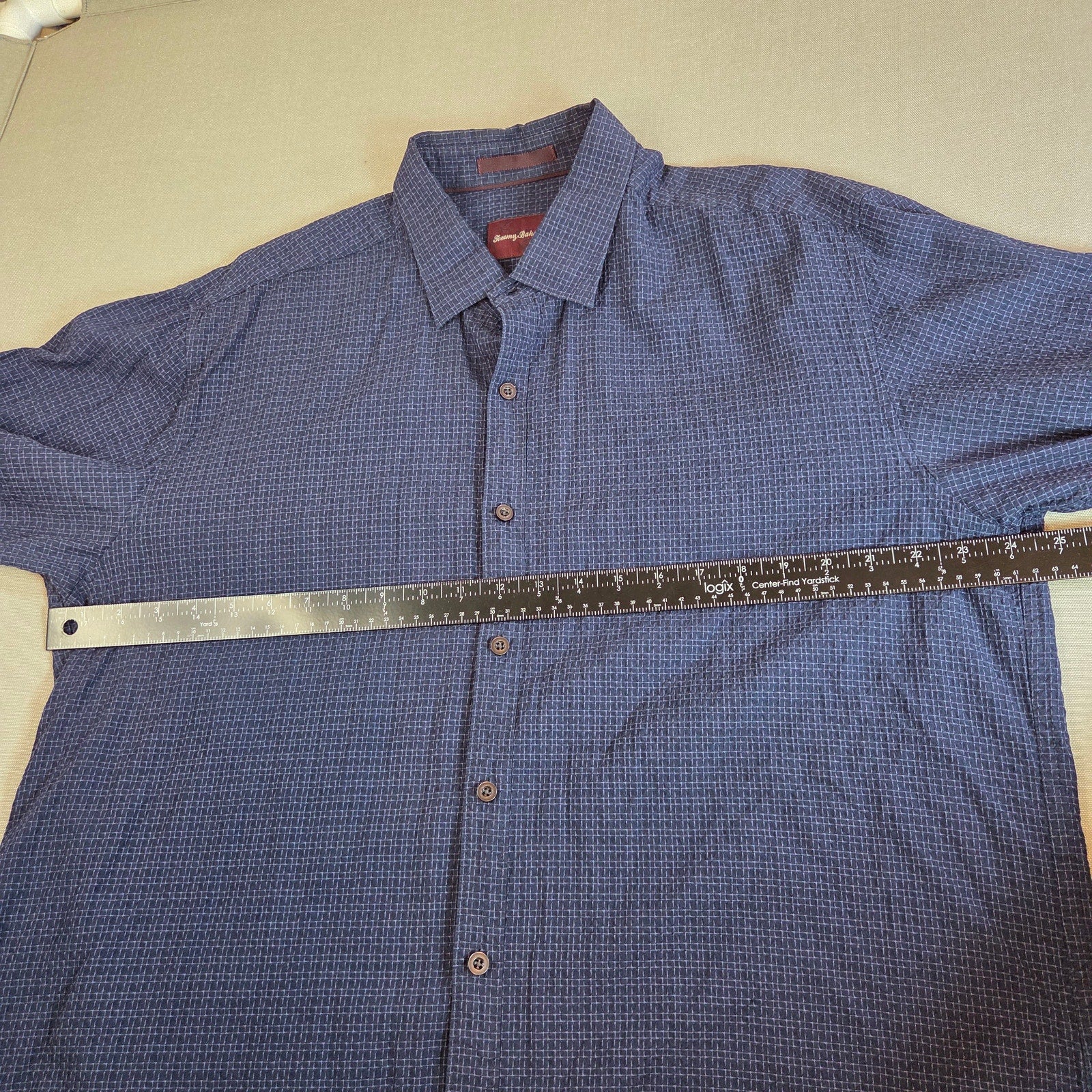 Tommy Bahama Blue Silk Cotton Shirt XL Textured Button Down Long Sleeve