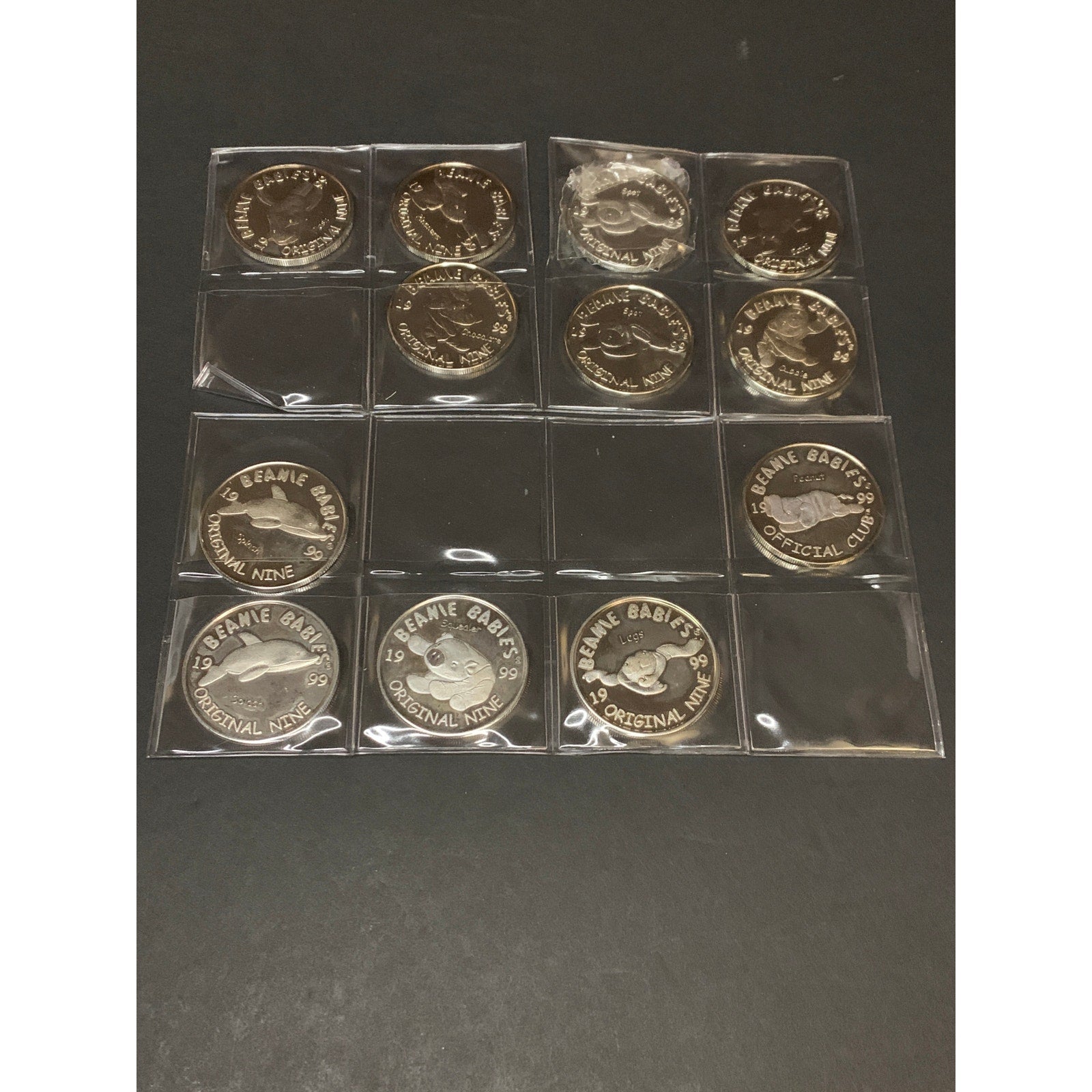 1999 Ty Beanie Babies Platinum Collector Coin Token Lot Of 11 Original