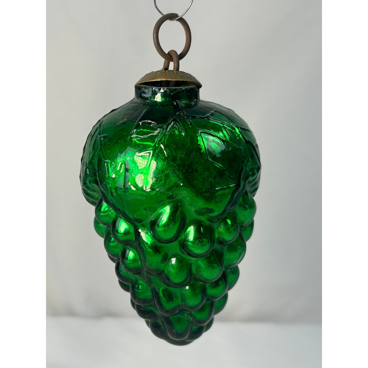 Antique 1800s German Kugel Green Grape Cluster Glass Christmas Ornament 4"