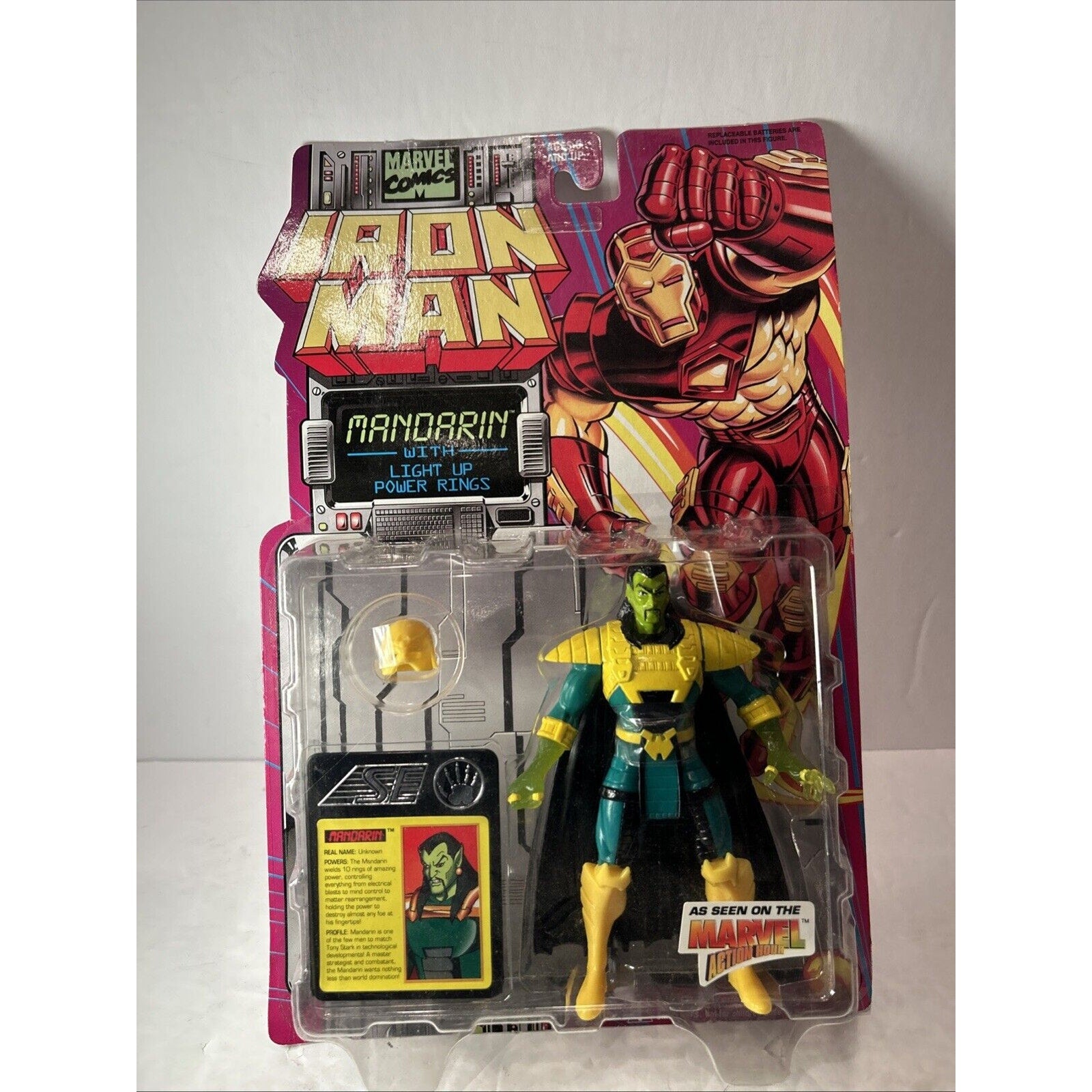 Iron Man Mandarin with Light Up Power Rings 5" Vintage Action Figure ToyBiz 1994