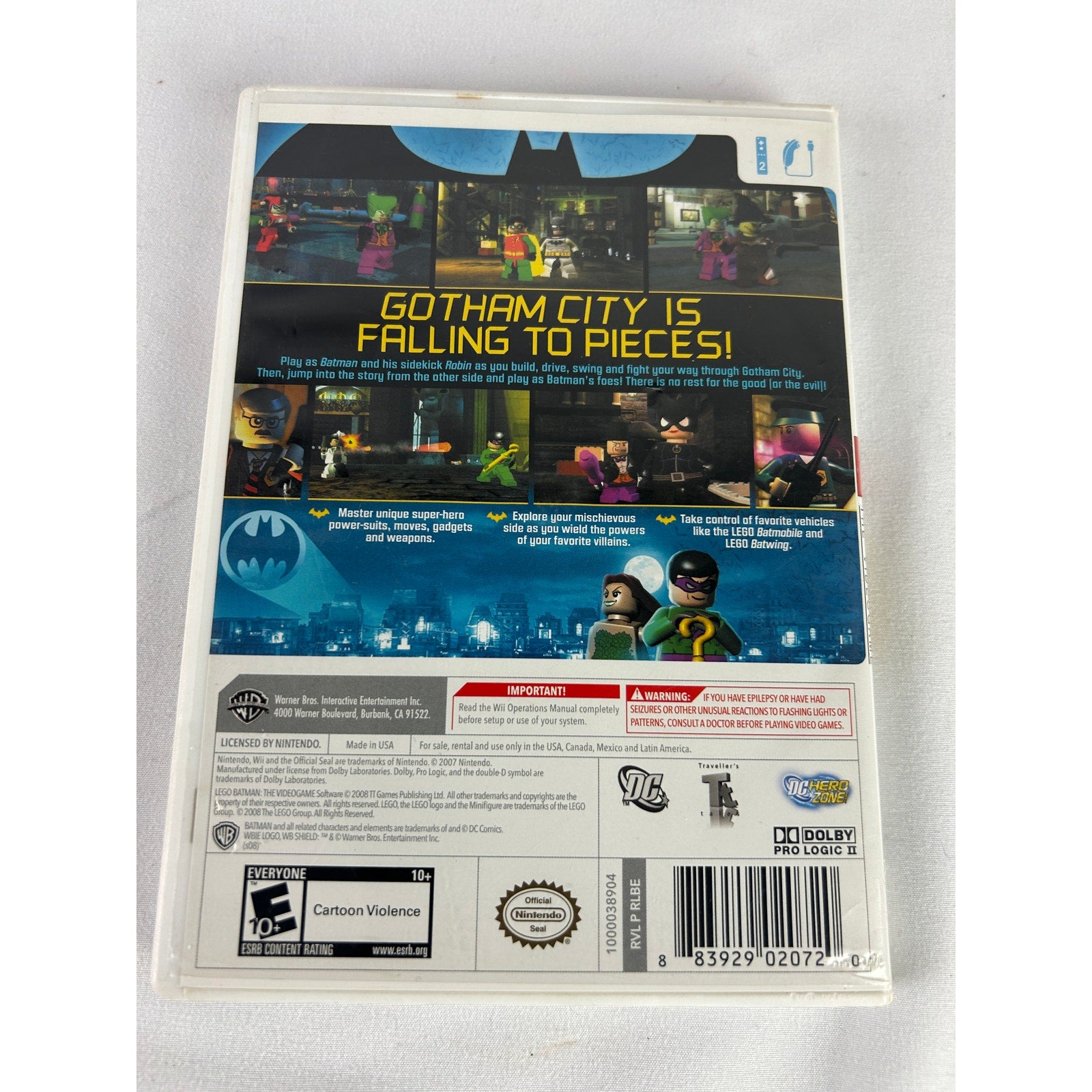 LEGO Batman The Videogame Nintendo Wii Complete CIB Tested Authentic Game Disc
