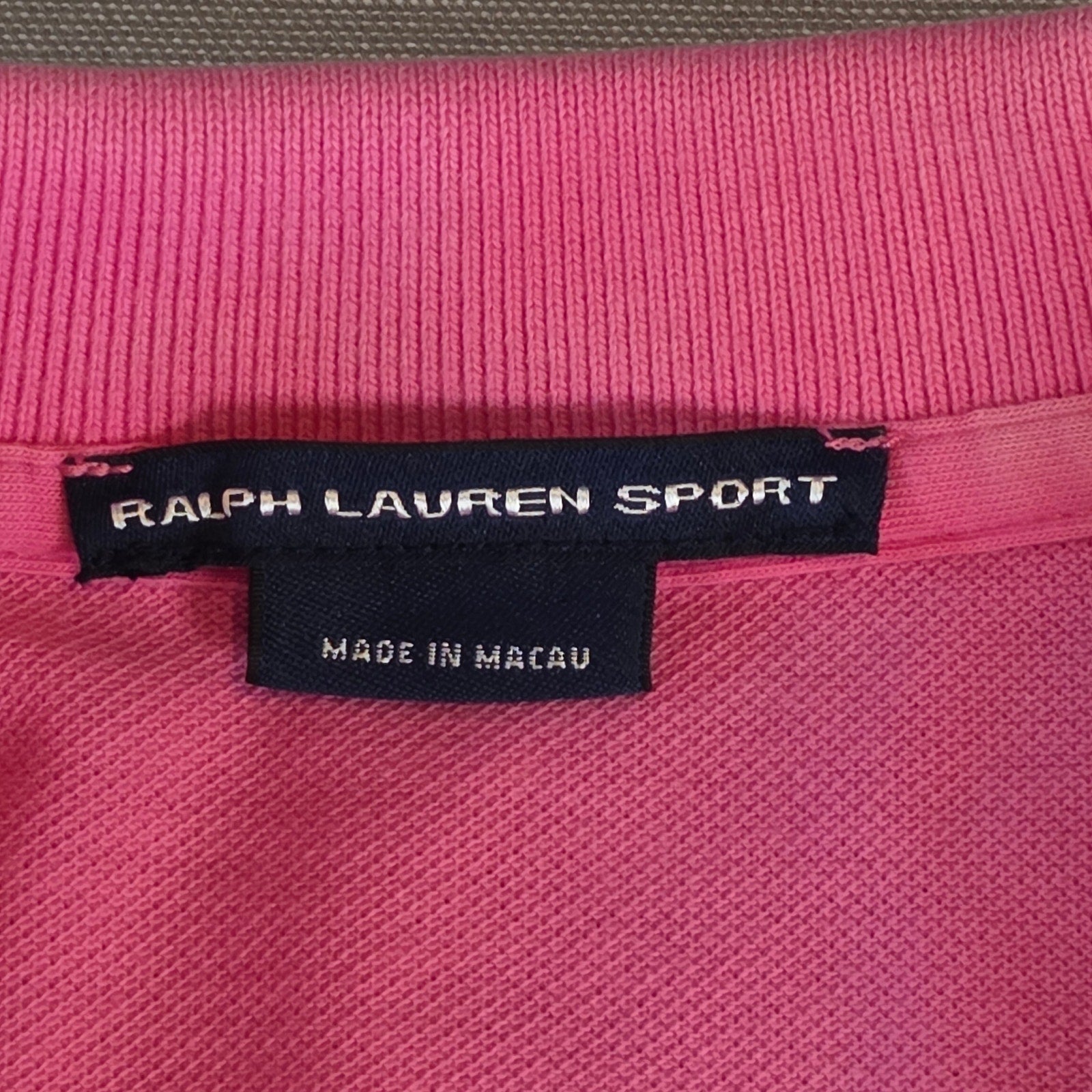 Ralph Lauren Sport Polo Shirt XL Pink Cotton Short Sleeve Made in Macau