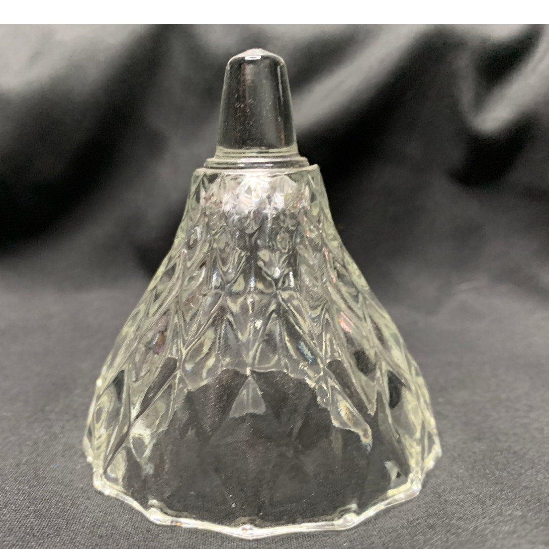 Clear Pressed Glass Covered Candy Dish Diamond Pattern Pointed Lid Small