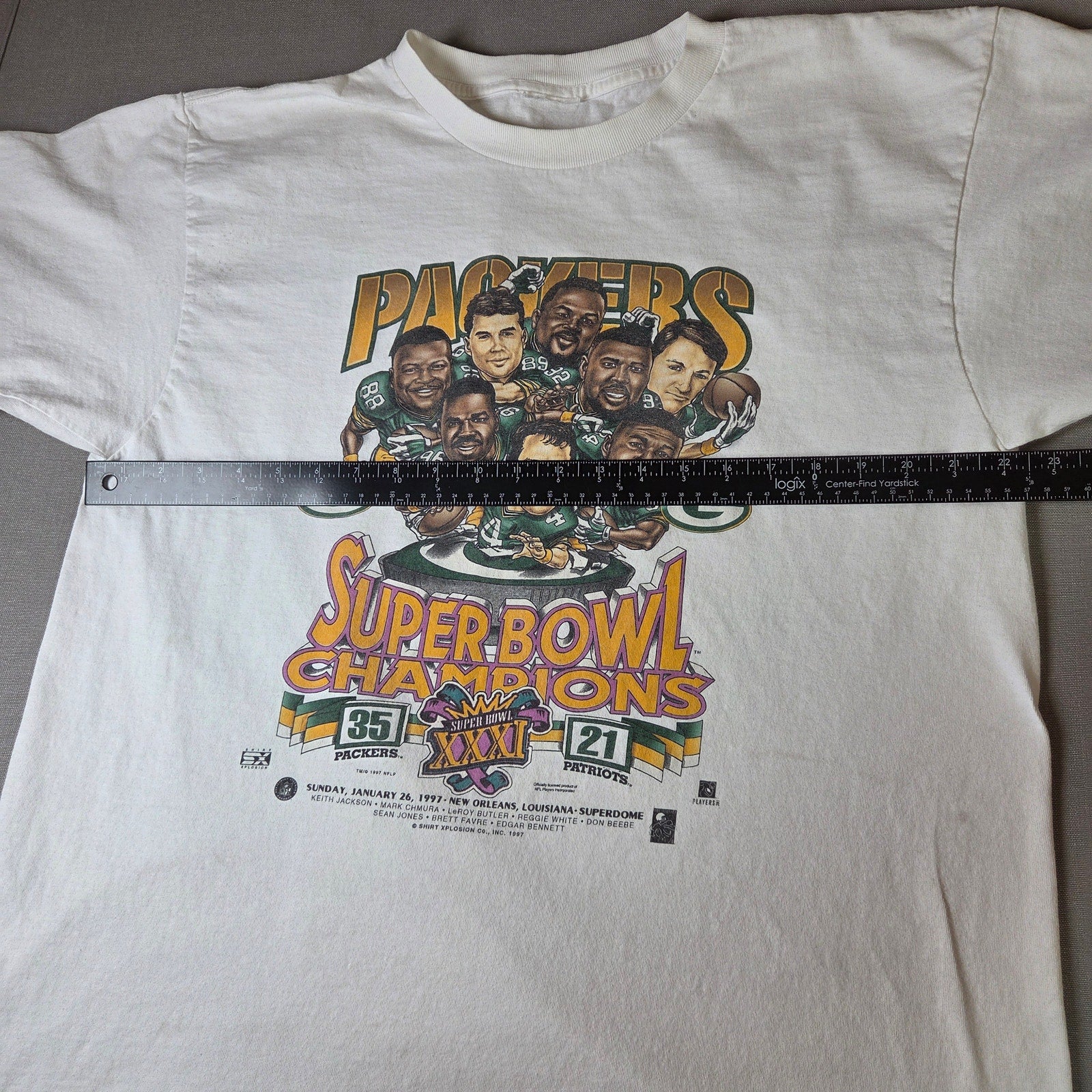 Green Bay Packers Super Bowl XXXI 1997 Shirt Xplosion Tee Large NFL VTG