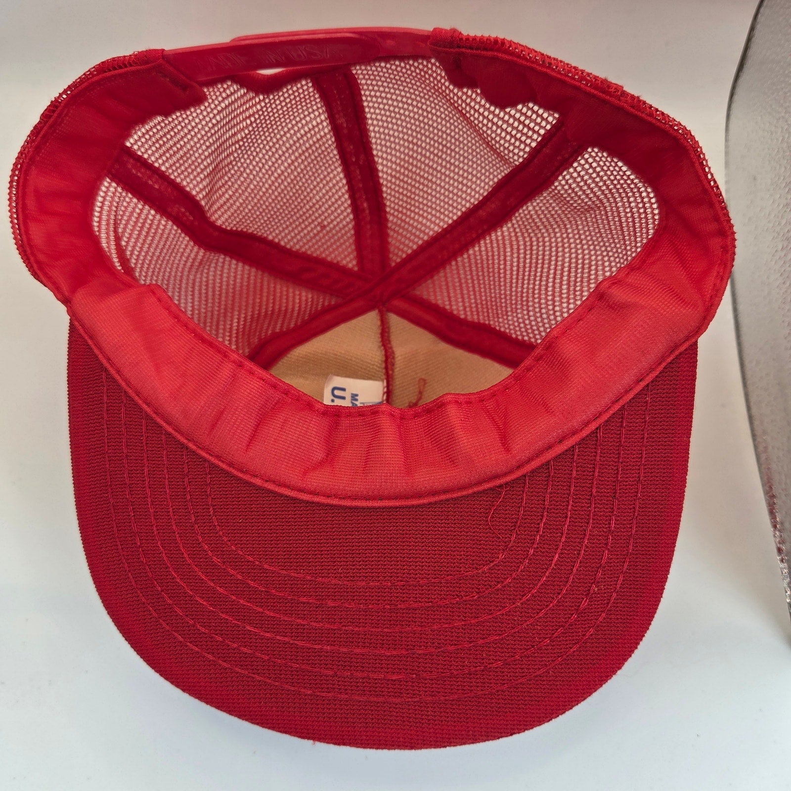 Vintage Fireman Novelty Mesh Trucker Snapback Hat Made USA Foam Cap Red