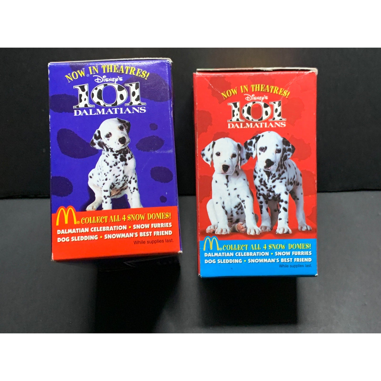 1996 Disney 101 Dalmatians Snow Dome McDonald's Happy Meal Toy Lot of 4 w/Boxes