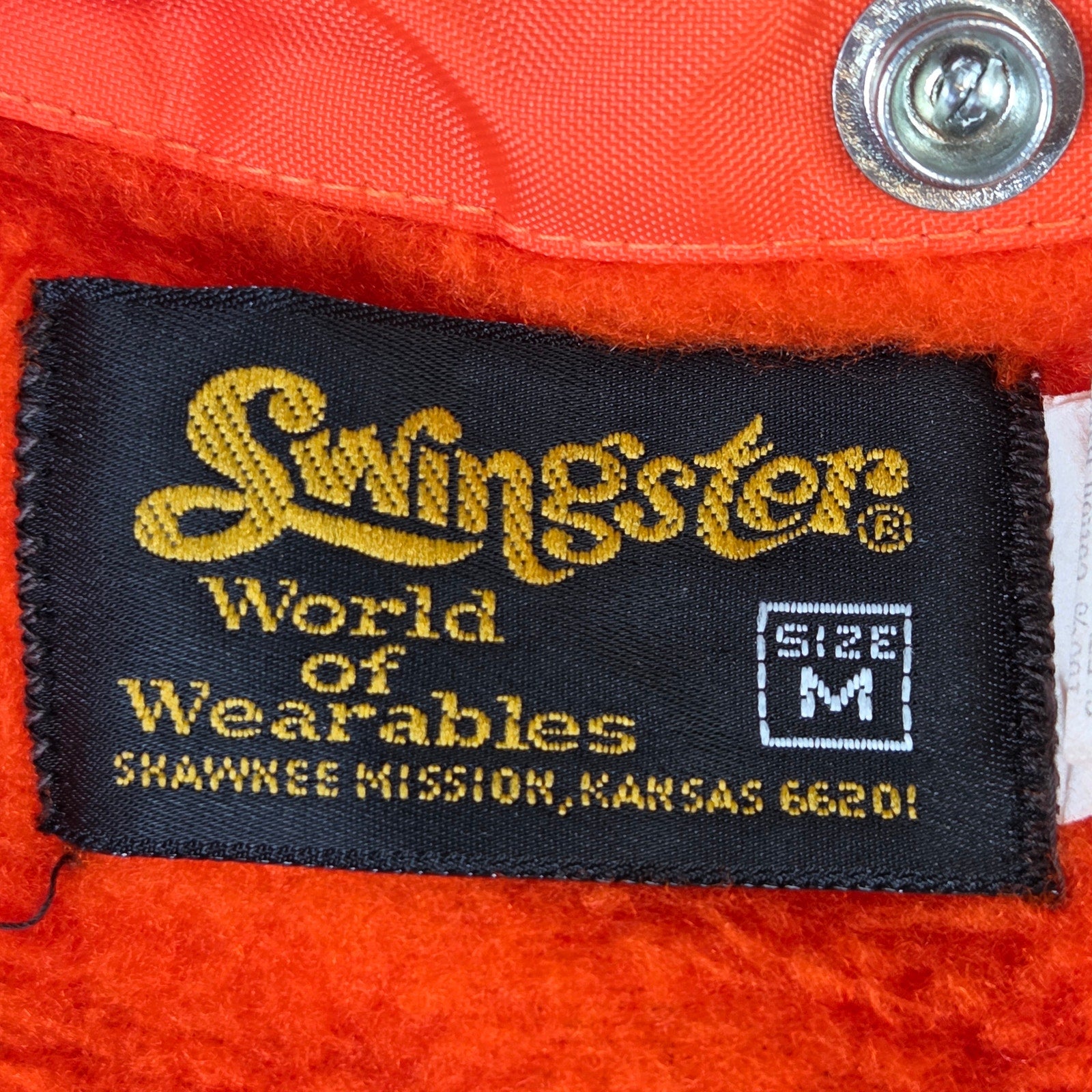 Vintage Swingster Farm Fans Hooded Coach Jacket USA Nylon Mens M Orange