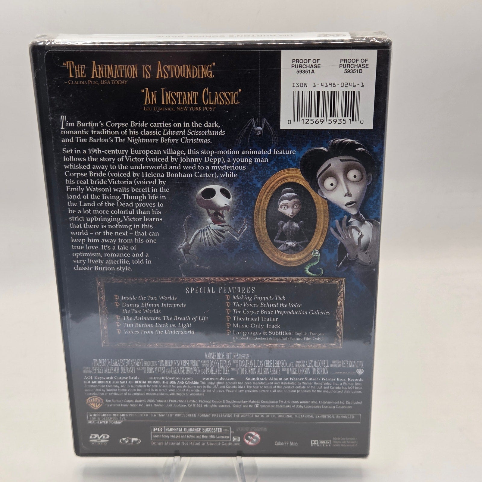 Tim Burton's Corpse Bride DVD Widescreen Sealed Johnny Depp WB 2005 Movie