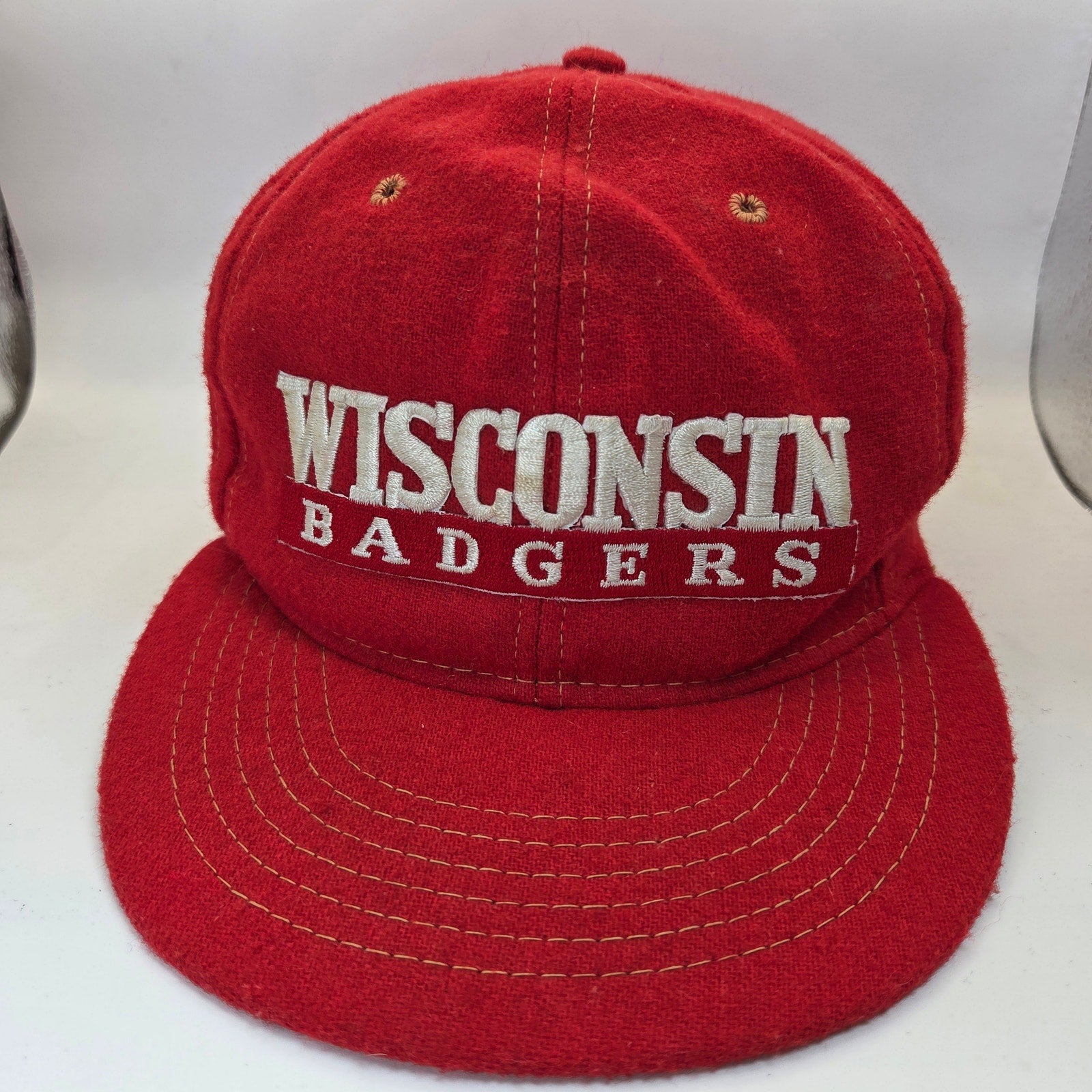 Wisconsin Badgers Vintage USA Snapback Hat University Square Wool Blend Cap