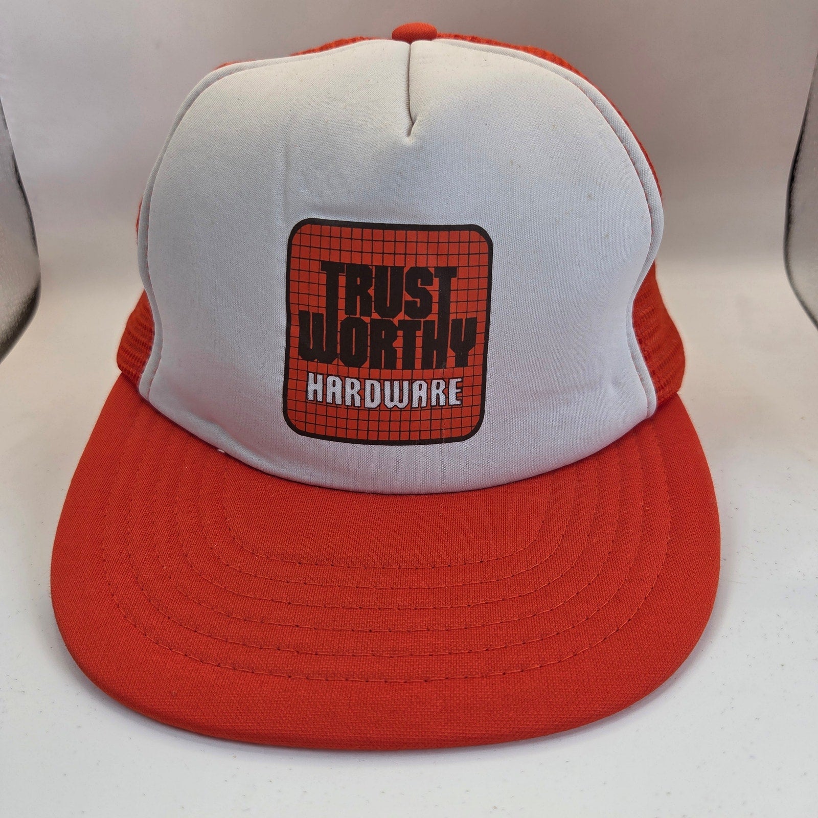 Vintage Trust Worthy Hardware Mesh Snapback Trucker Hat Taiwan Foam Front