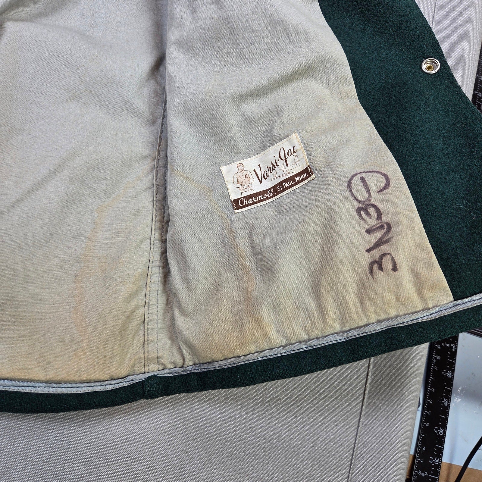 Varsi Jac Charmoll Varsity Jacket Wool Snap Front Vintage 60s 70s Mens M