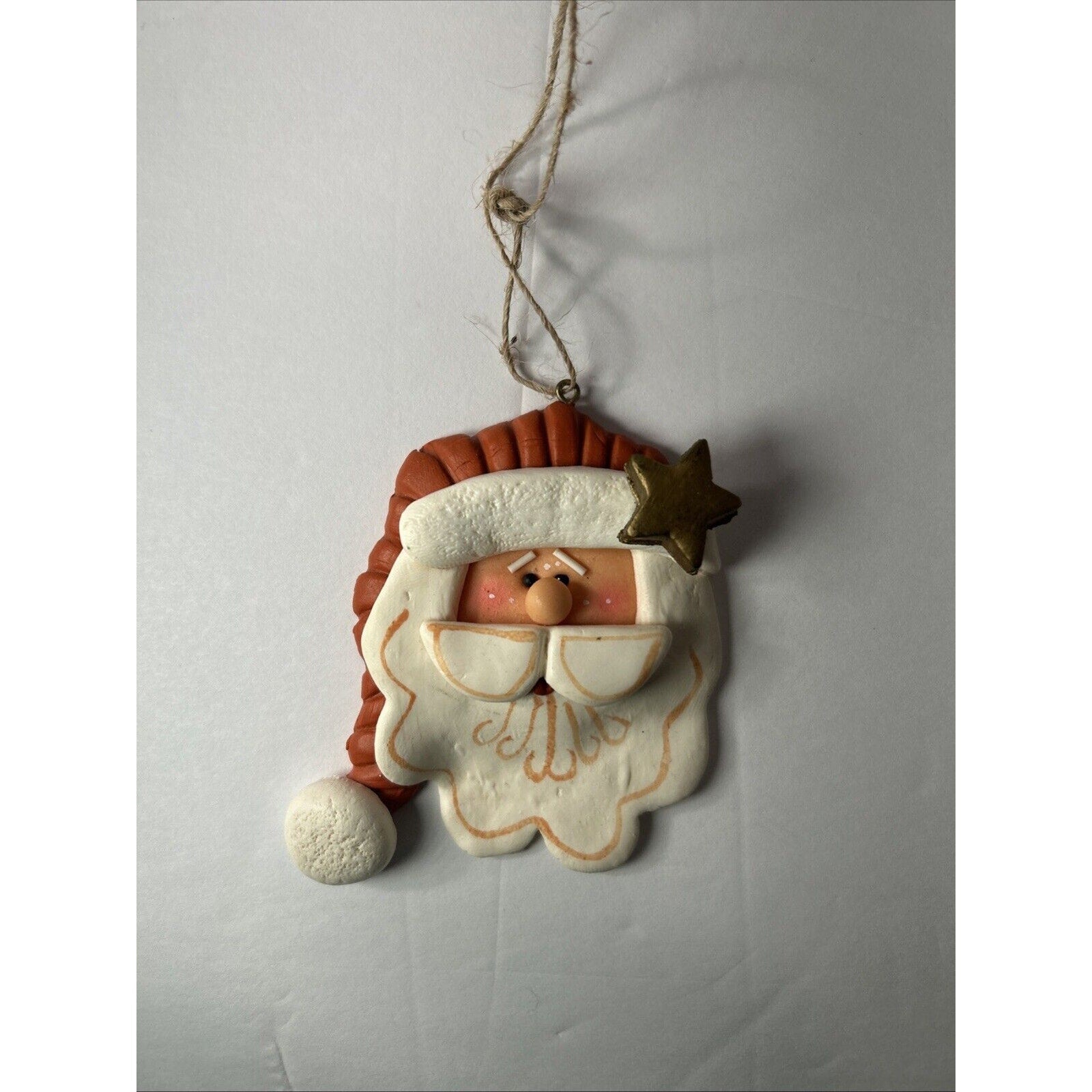 Santa Ornament & Pin Lot – Clay Face Ornament, Wood Santa, Porcelain Santa Pin