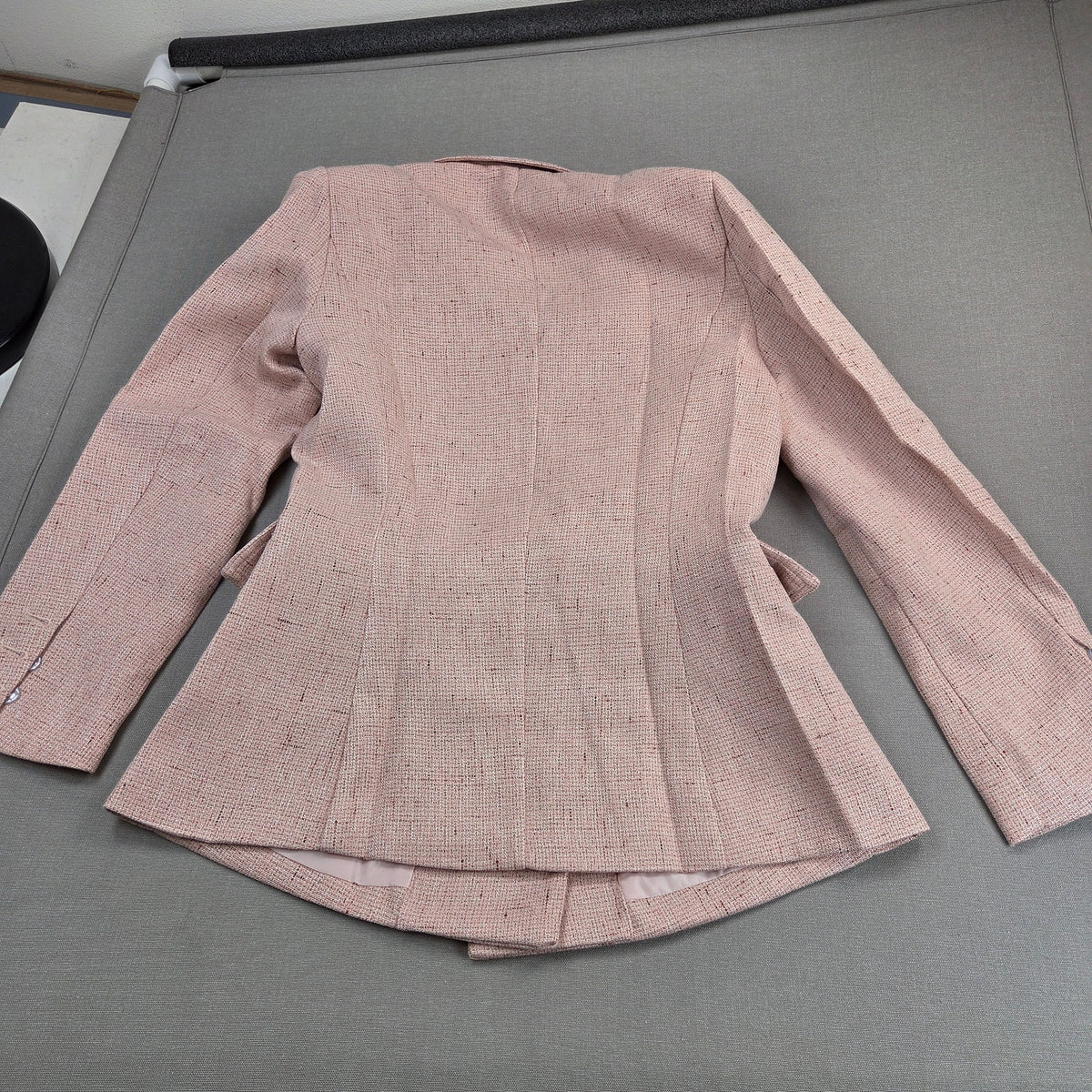 Unbranded Womens Small Pink Tweed Look Pantsuit Blazer Wide Leg Pants Set