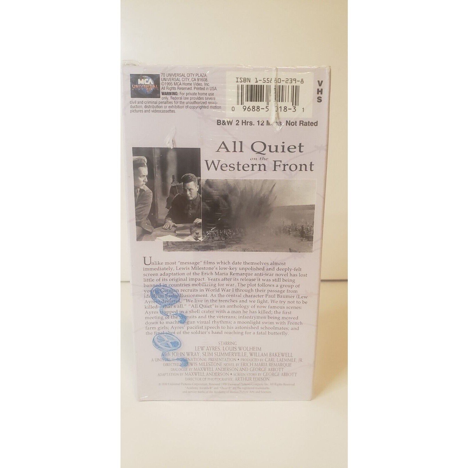 All Quiet On The Western Front VHS New Sealed Black & White Oscar Winner