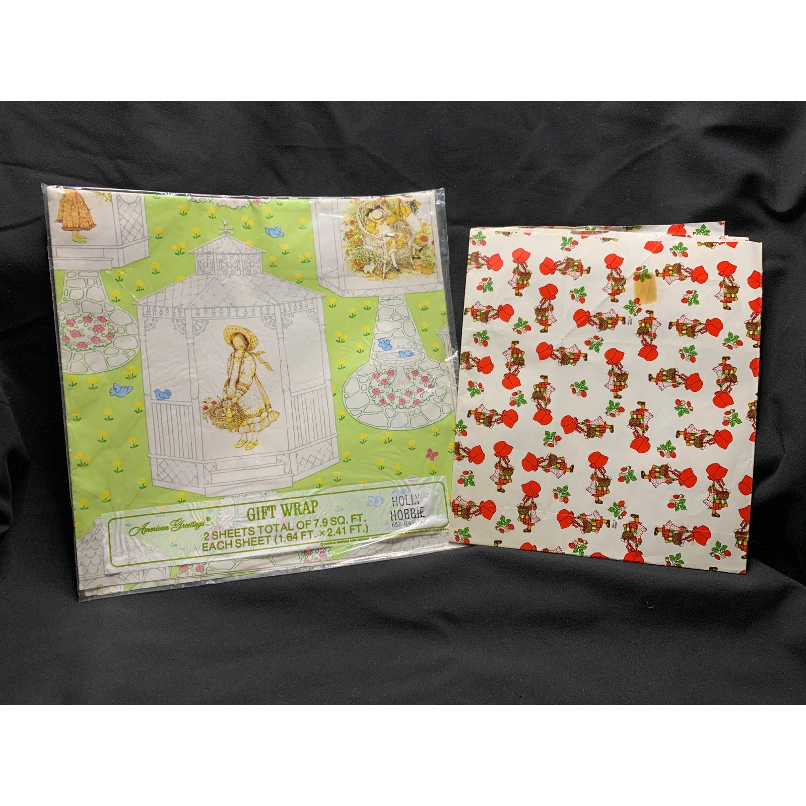 Vintage Holly Hobbie Wrapping Paper Lot 3 Sheets American Greetings USA