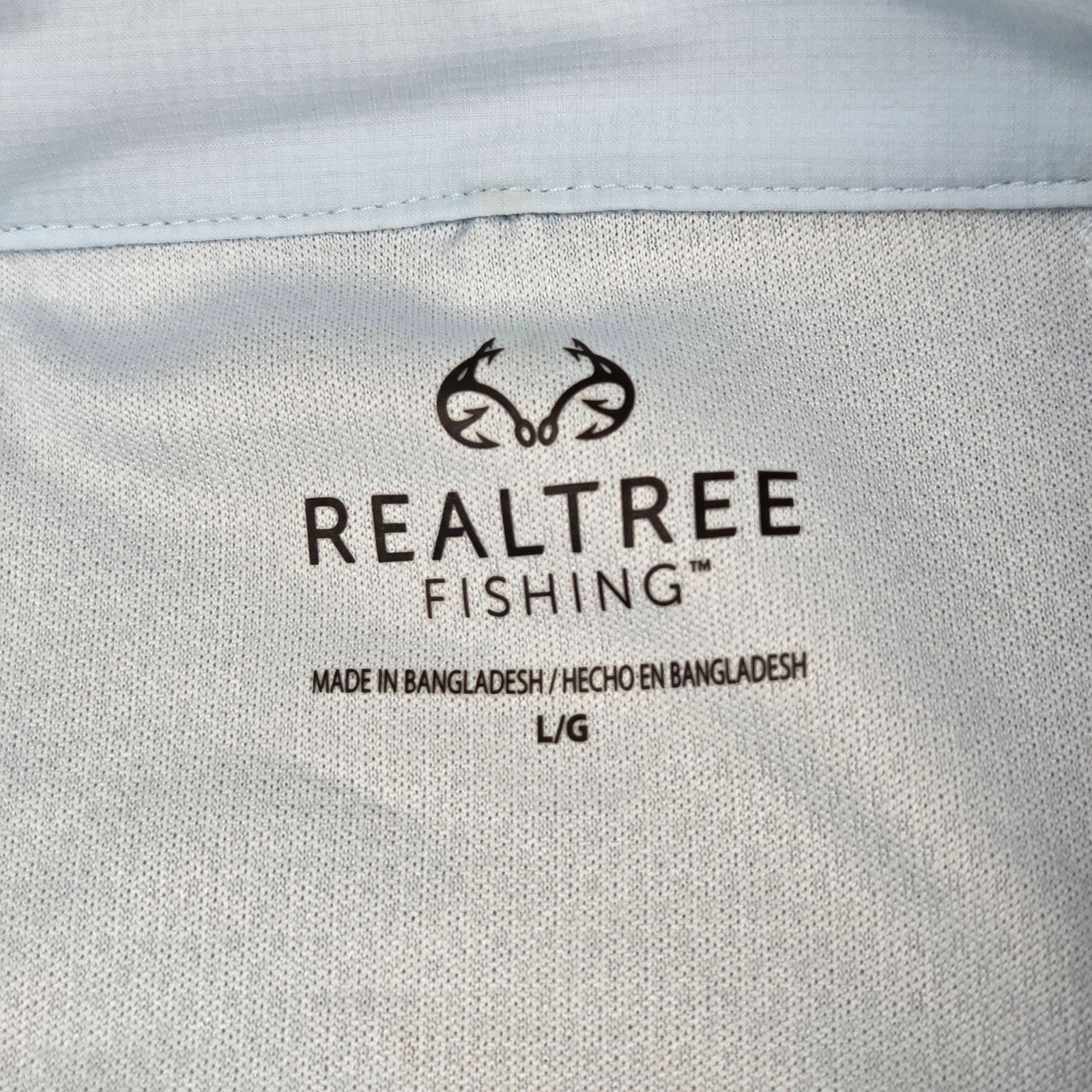 Realtree Fishing TS10208 Guide Shirt Mens L Vented Short Sleeve Light Blue