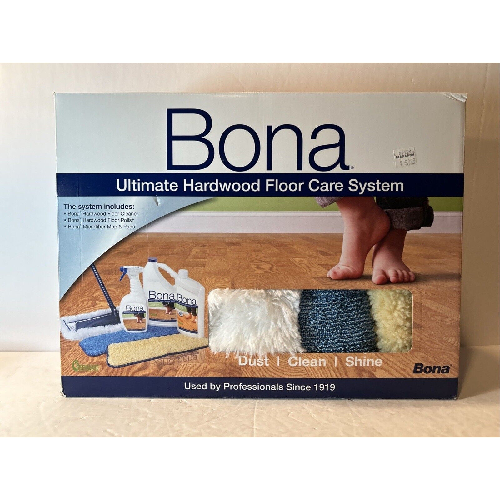 Bona Ultimate Hardwood Floor Care Kit Microfiber Mop Cleaner Set New