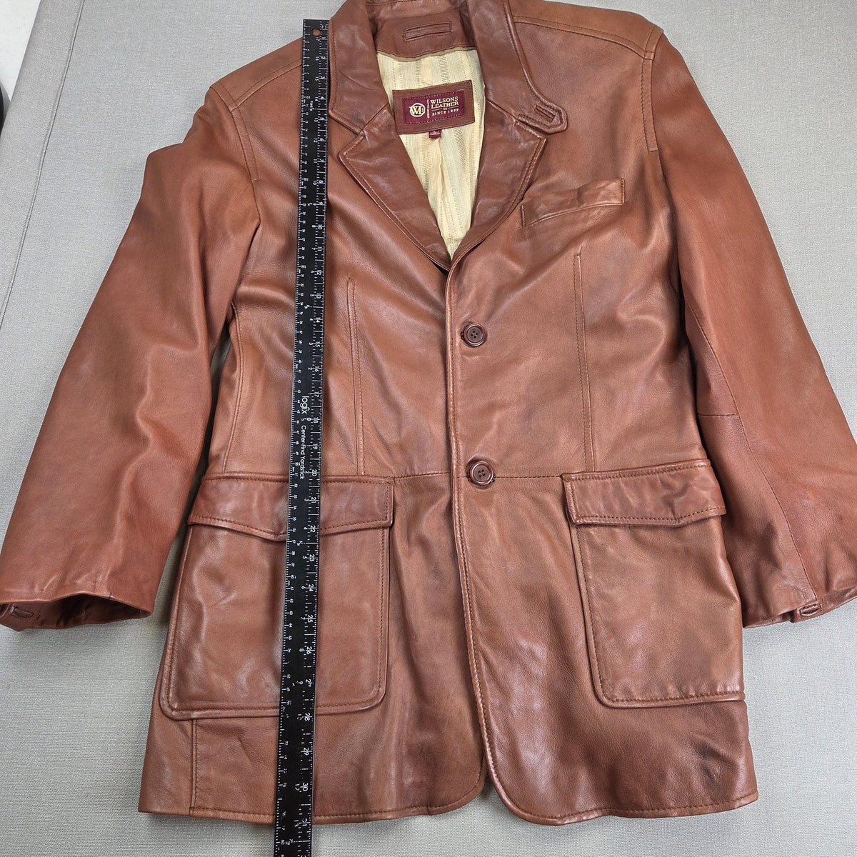 Wilsons Leather Men's L Brown Genuine Leather Blazer Sport Coat Jacket Lined