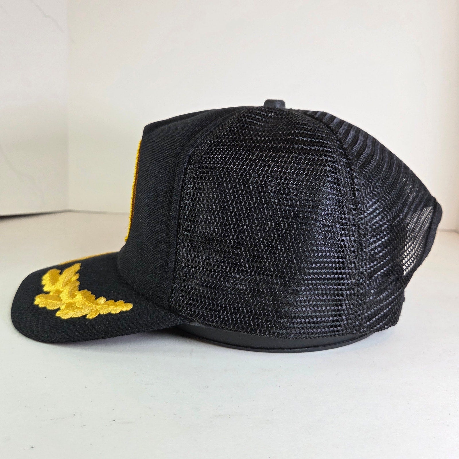Vintage NRA Eagle Logo Trucker Hat Gold Oak Leaf Snapback Cap Rare 80s