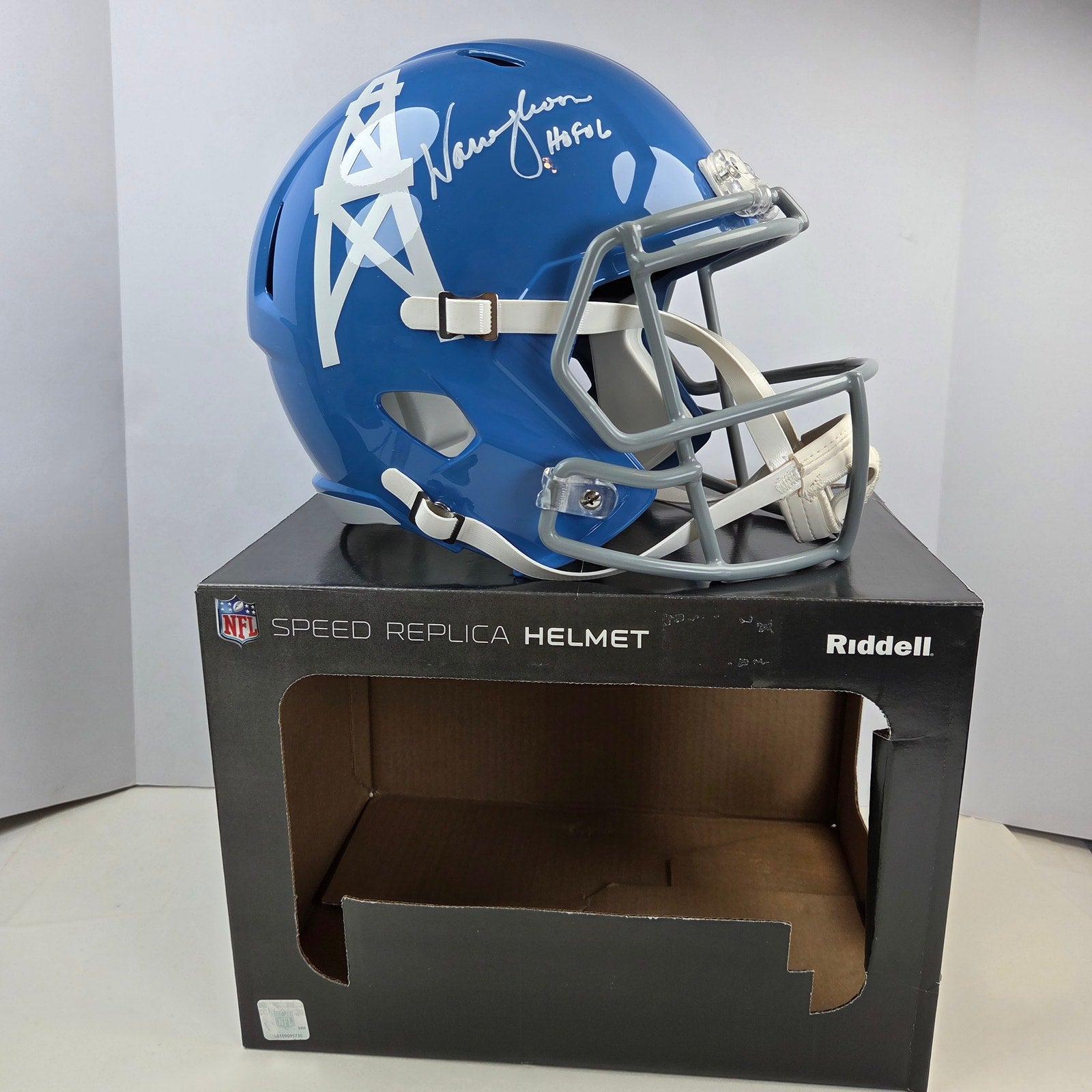 Warren Moon HOF 06 Signed Houston Oilers Riddell Speed Helmet BAS Witness FS