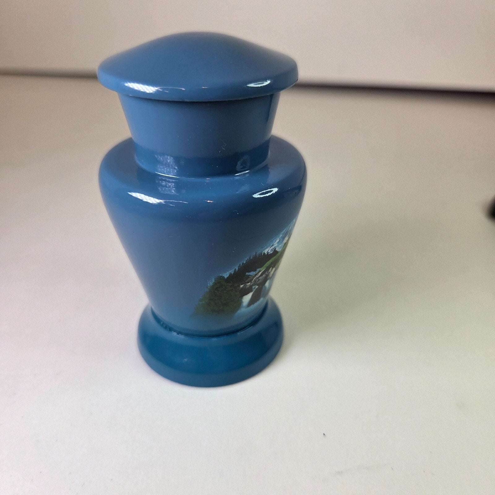 Mountain Blue Scenery Small Cremation Keepsake, Urn for Ashes 3" Aluminum