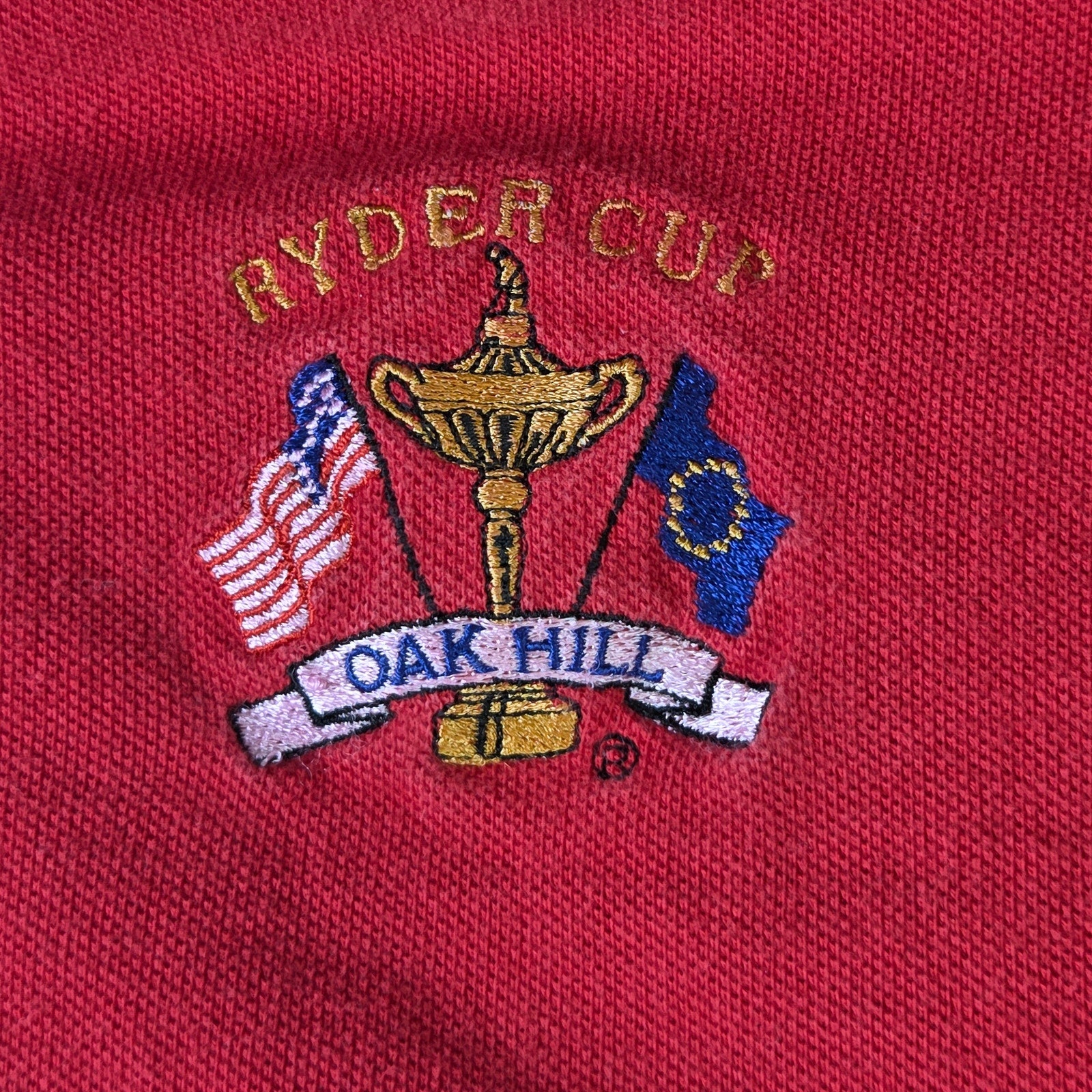 Bunkers 1995 Ryder Cup Oak Hill Polo Shirt Men’s L Red USA Europe Golf