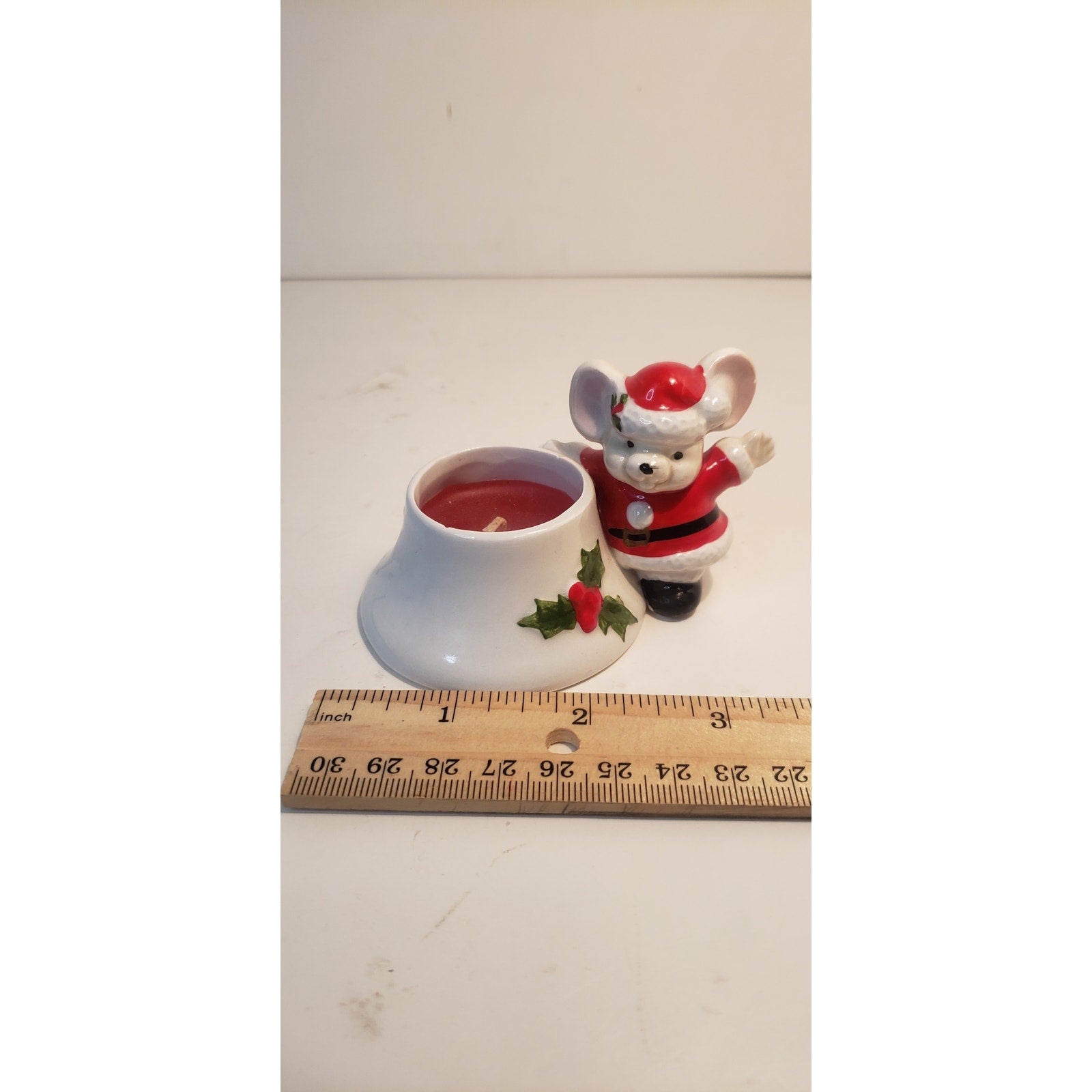 Vintage Fitz & Floyd Santa Mouse Candle Holder 1978 Hand Painted Japan
