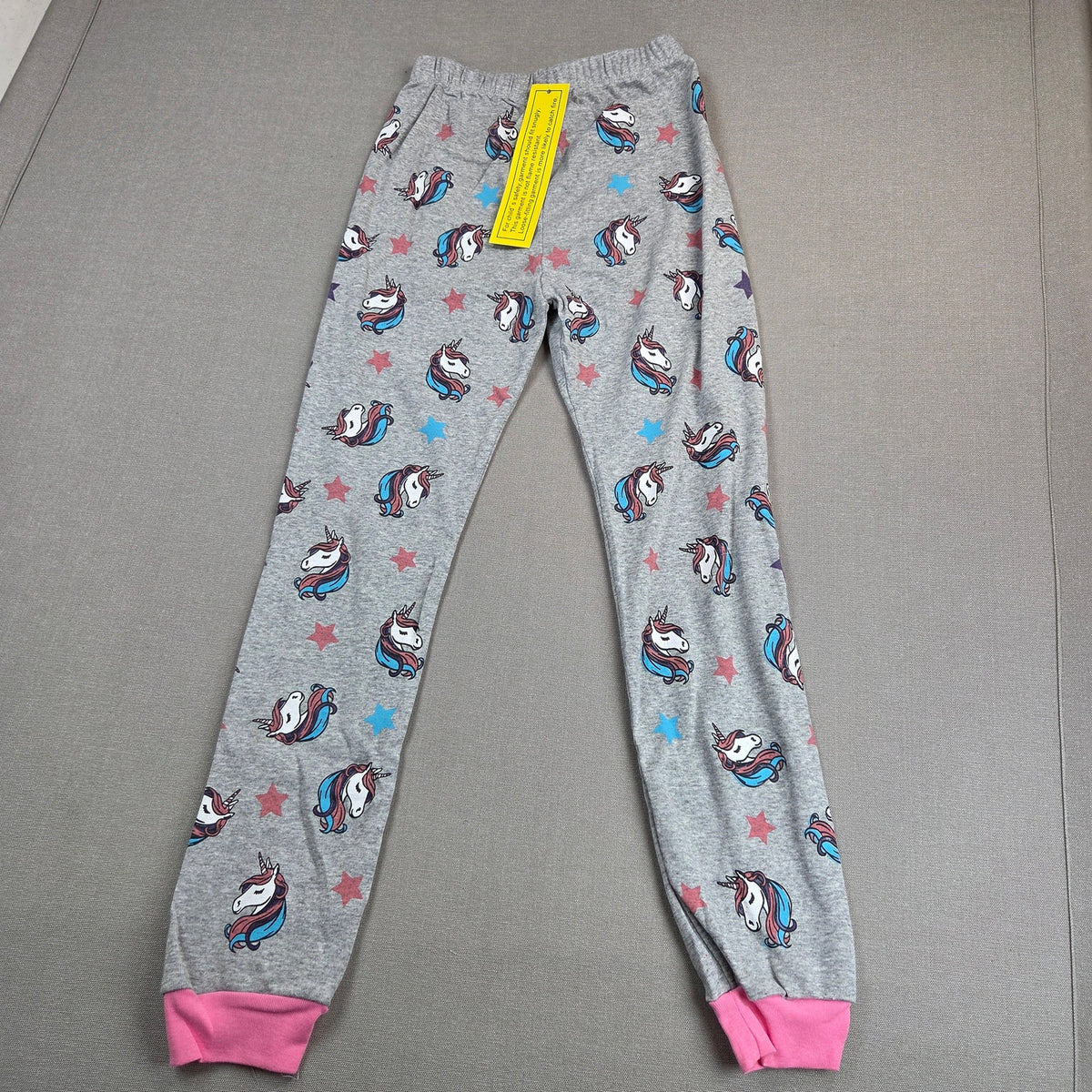 Bebebear Girls Size 10 Unicorn Pajama Set Gray Pink Cotton Snug Fit 2 Piece