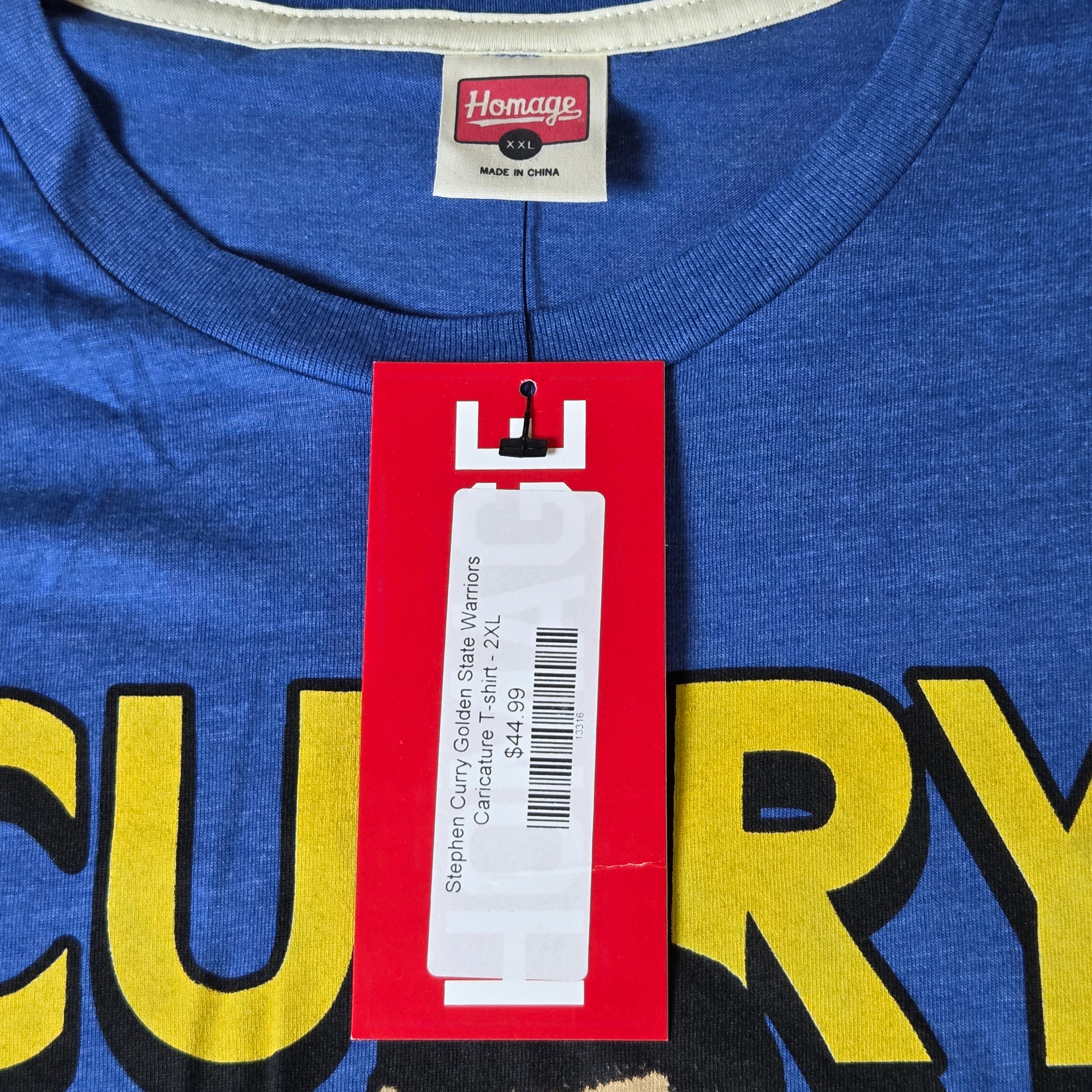 Steph Curry Golden State Warriors Homage Big Head T Shirt Blue 2XL NBA NWT
