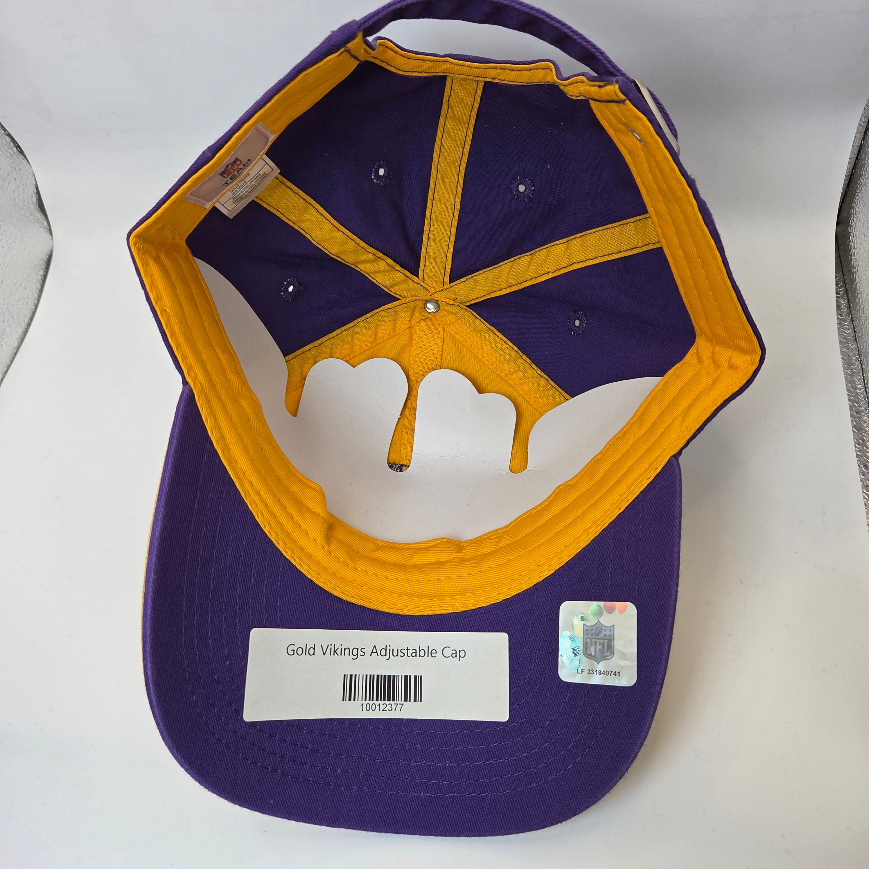 Minnesota Vikings NFL Team Apparel Gold Purple Adjustable Hat OSFA New