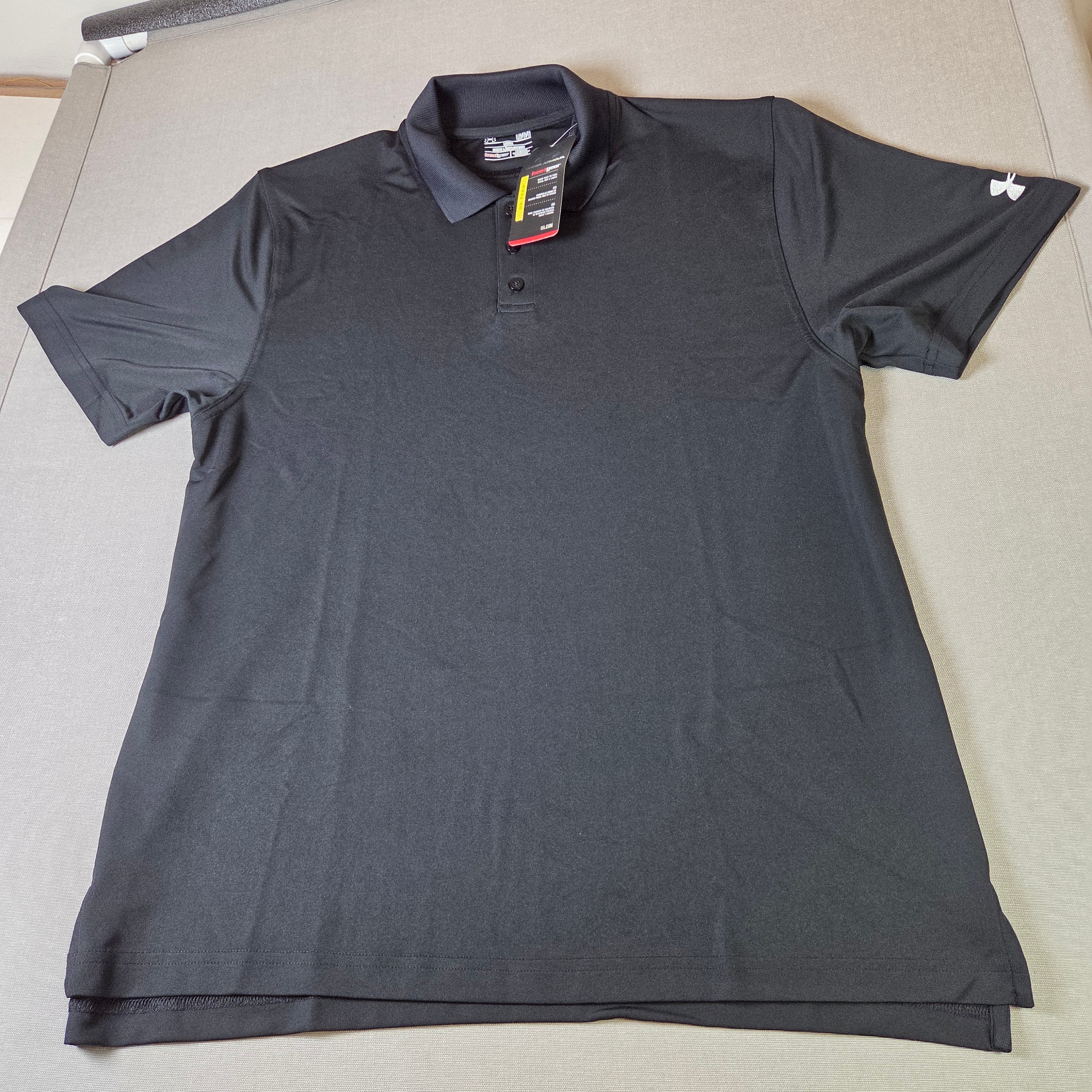 Under Armour HeatGear Polo Shirt Mens Large Loose Fit Black UA Team NWT