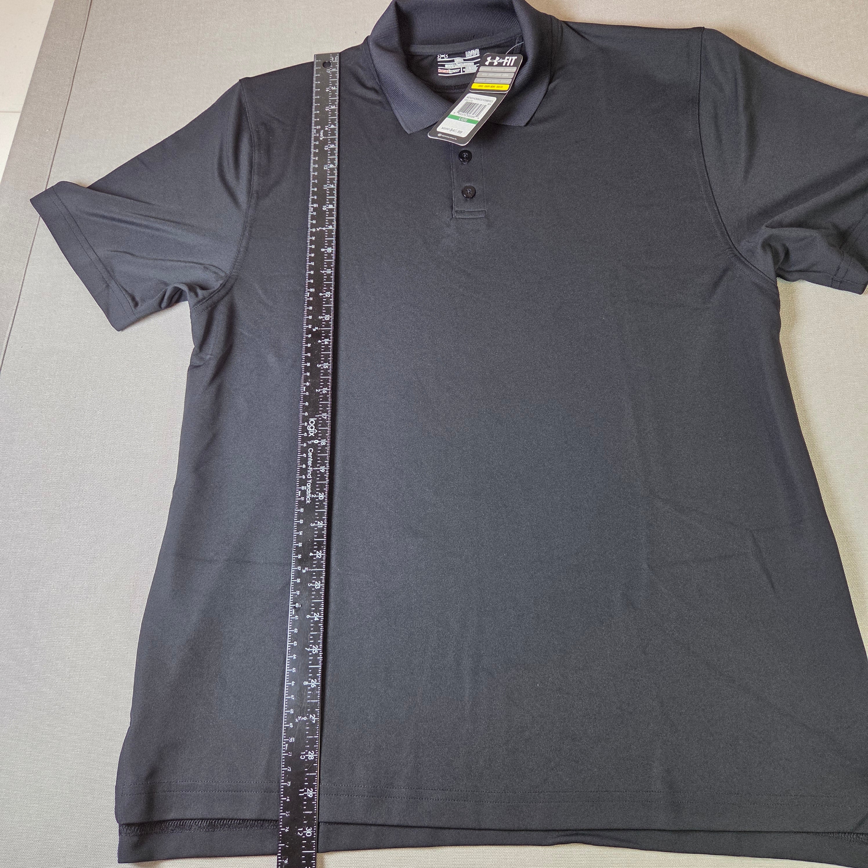 Under Armour HeatGear Polo Shirt Mens Large Loose Fit Black UA Team NWT